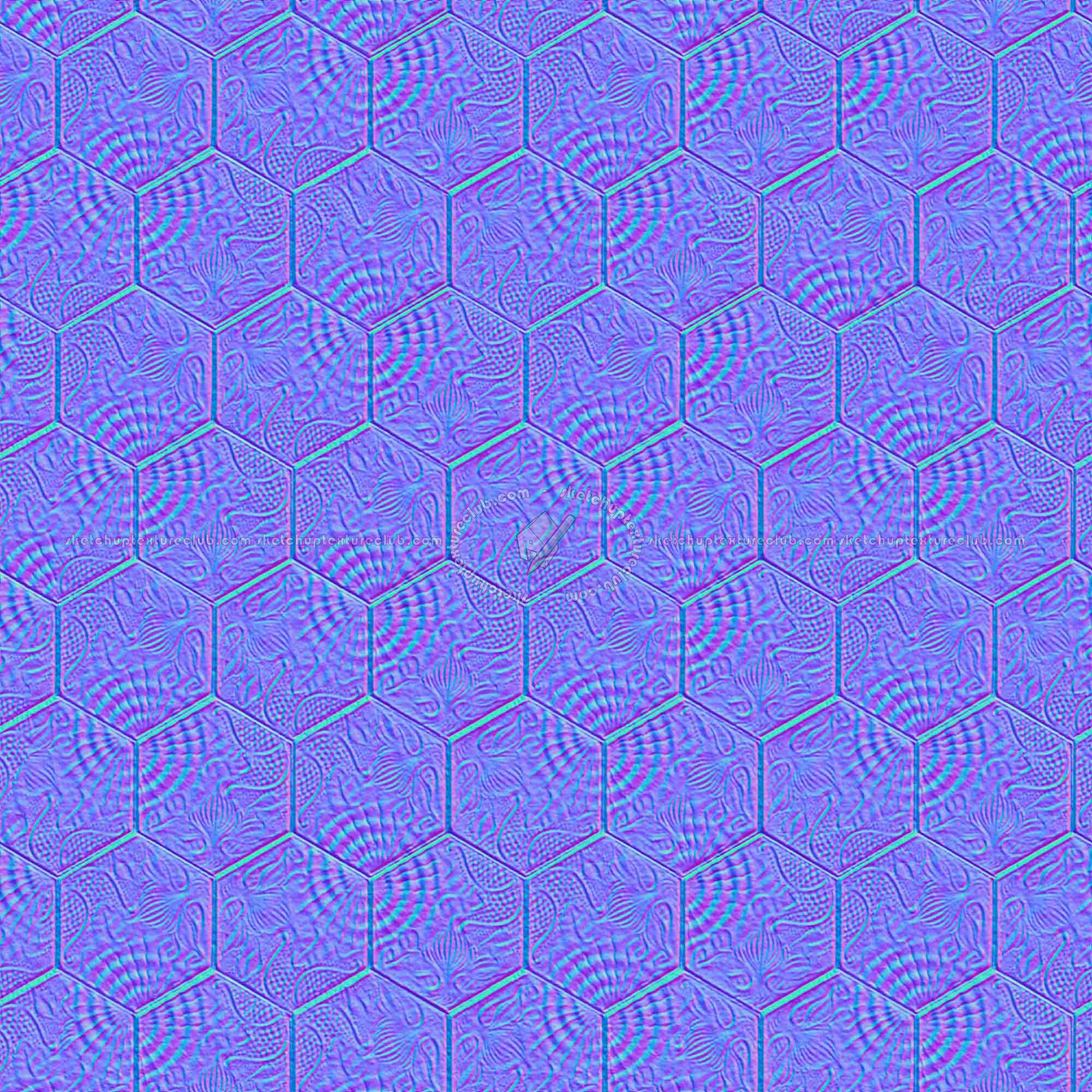 Textures   -   ARCHITECTURE   -   PAVING OUTDOOR   -   Hexagonal  - Concrete paving outdoor hexagonal texture seamless 06028 - Normal