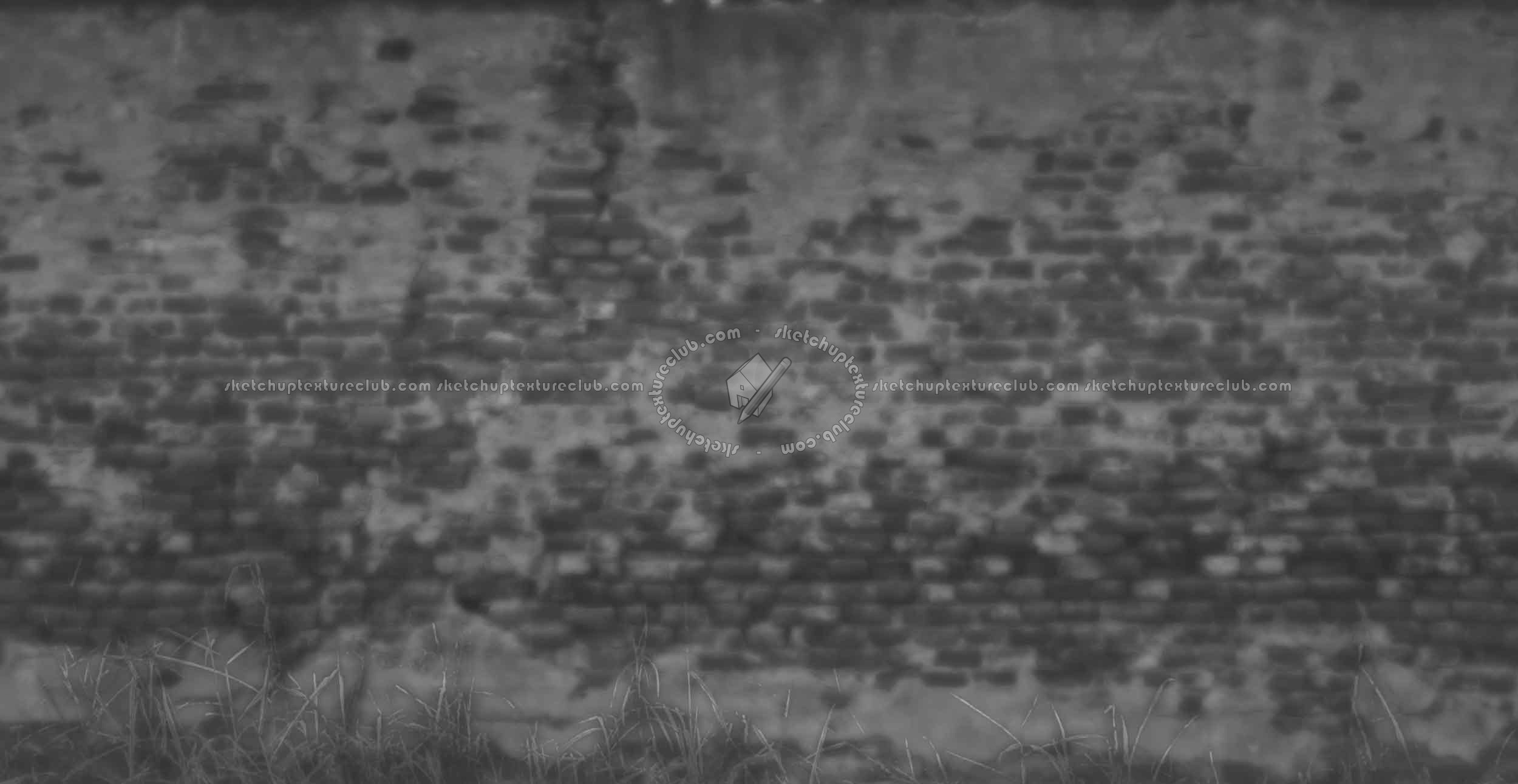 Textures - ARCHITECTURE - BRICKS - Damaged bricks - Old damaged wall bricks texture horizontal seamless 19658 - Displacement