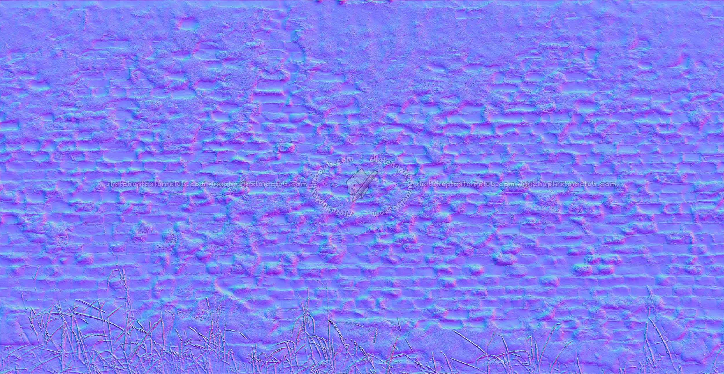 Textures - ARCHITECTURE - BRICKS - Damaged bricks - Old damaged wall bricks texture horizontal seamless 19658 - Normal