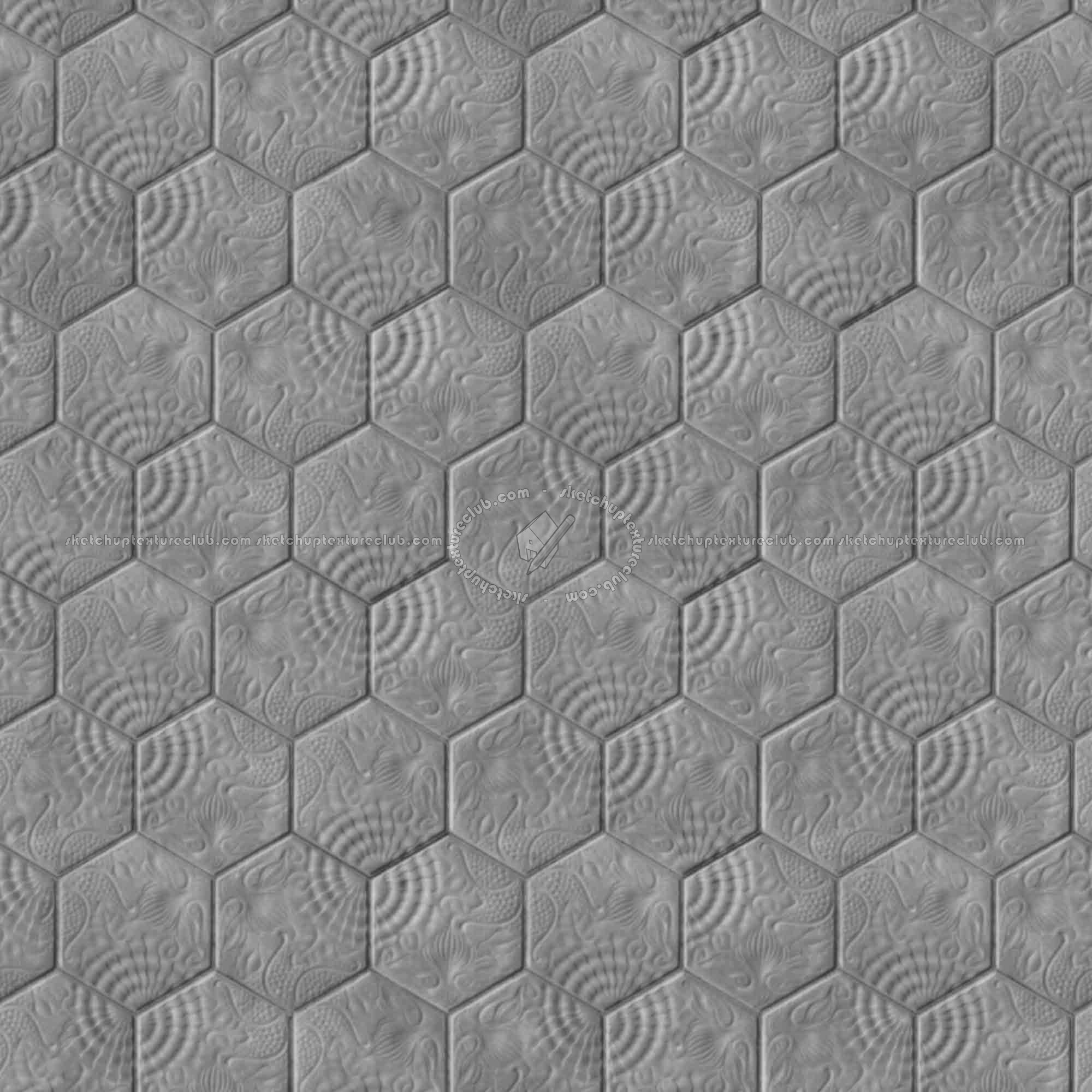 Textures   -   ARCHITECTURE   -   PAVING OUTDOOR   -   Hexagonal  - Concrete paving outdoor hexagonal texture seamless 06029 - Displacement