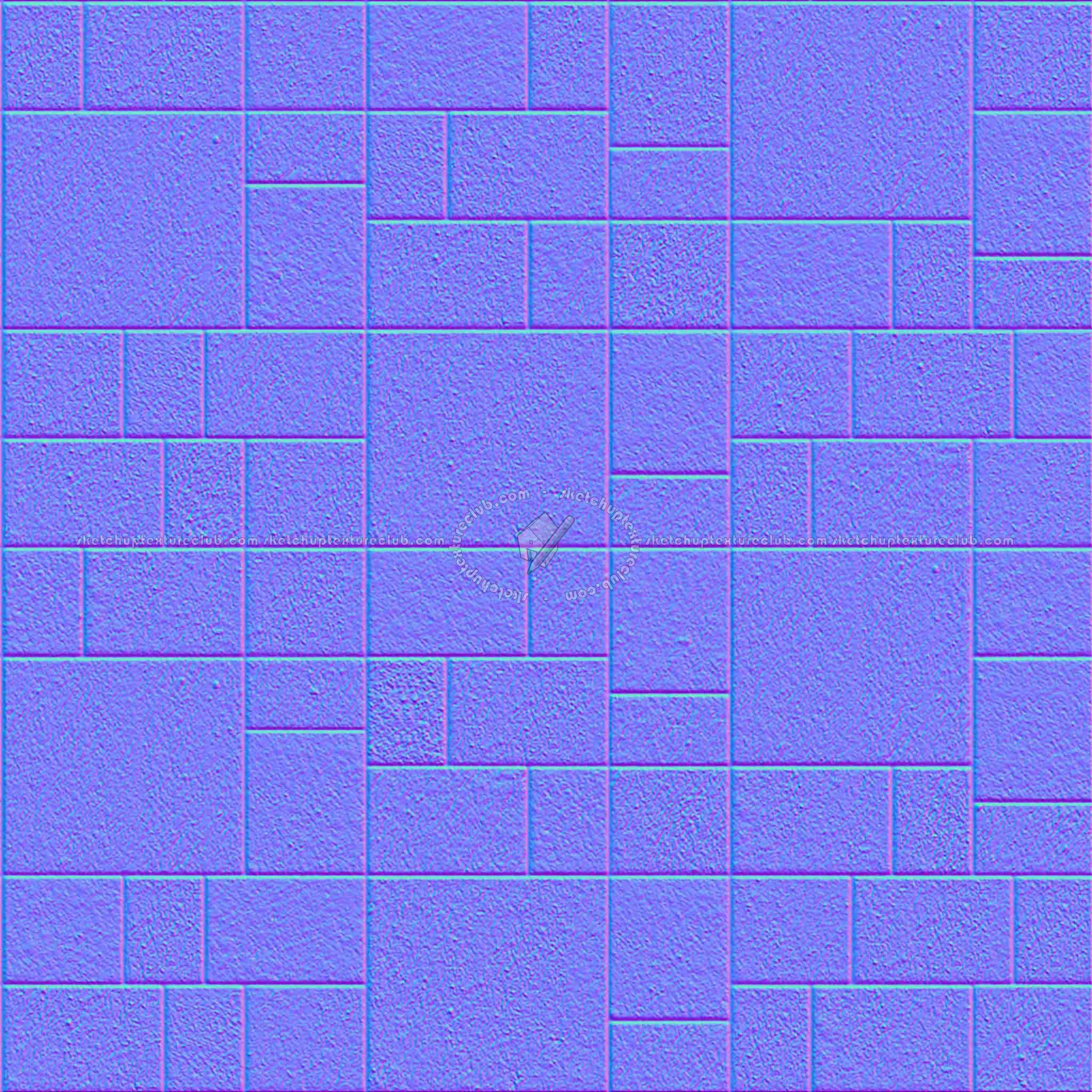 Textures   -   ARCHITECTURE   -   PAVING OUTDOOR   -   Pavers stone   -   Blocks mixed  - Pavers stone mixed size texture seamless 06135 - Normal