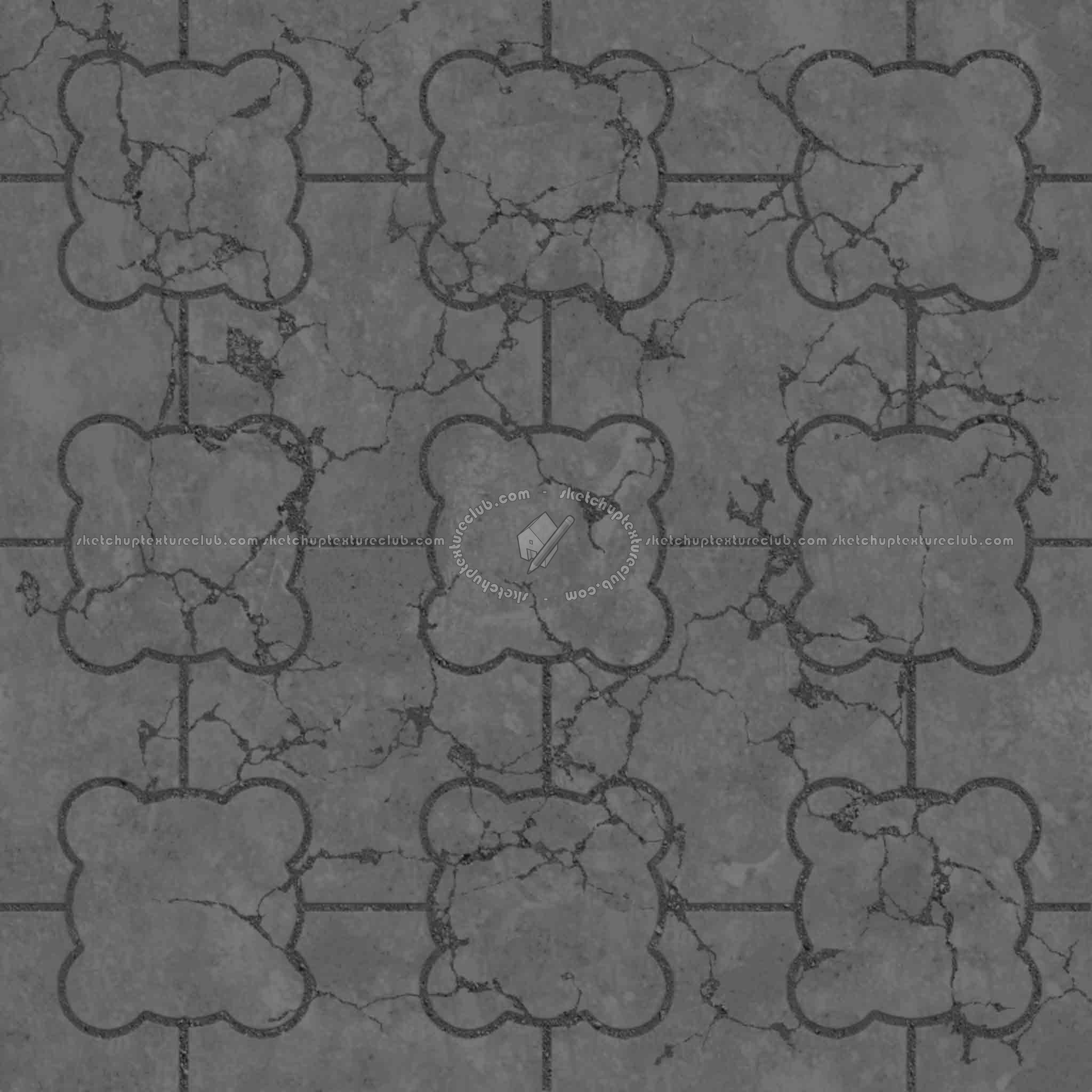 Textures   -   ARCHITECTURE   -   PAVING OUTDOOR   -   Concrete   -   Blocks damaged  - Concrete paving outdoor damaged texture seamless 05528 - Displacement