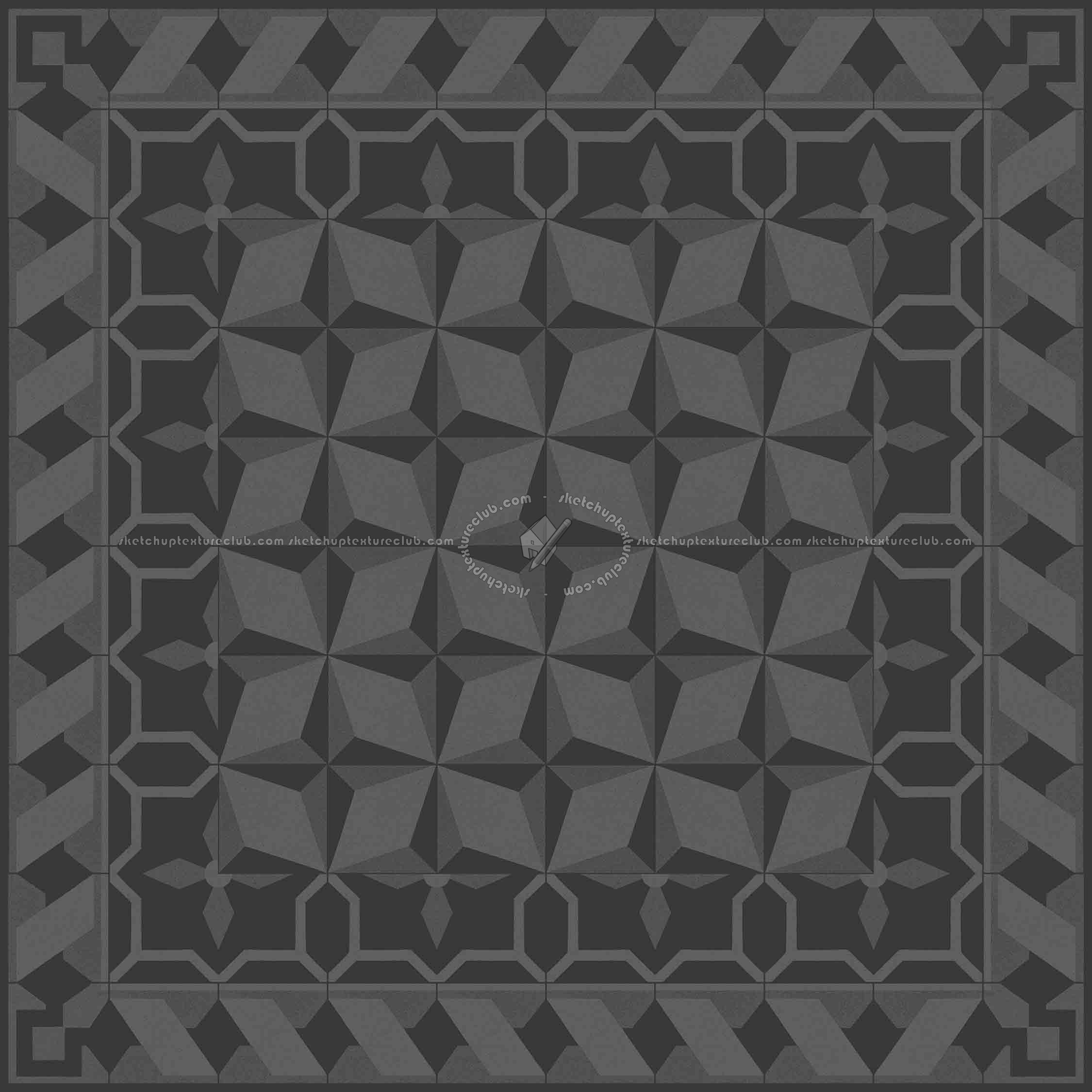 Textures - ARCHITECTURE - TILES INTERIOR - Cement - Encaustic - Cement - Cement concrete tile texture seamless 13320 - Specular