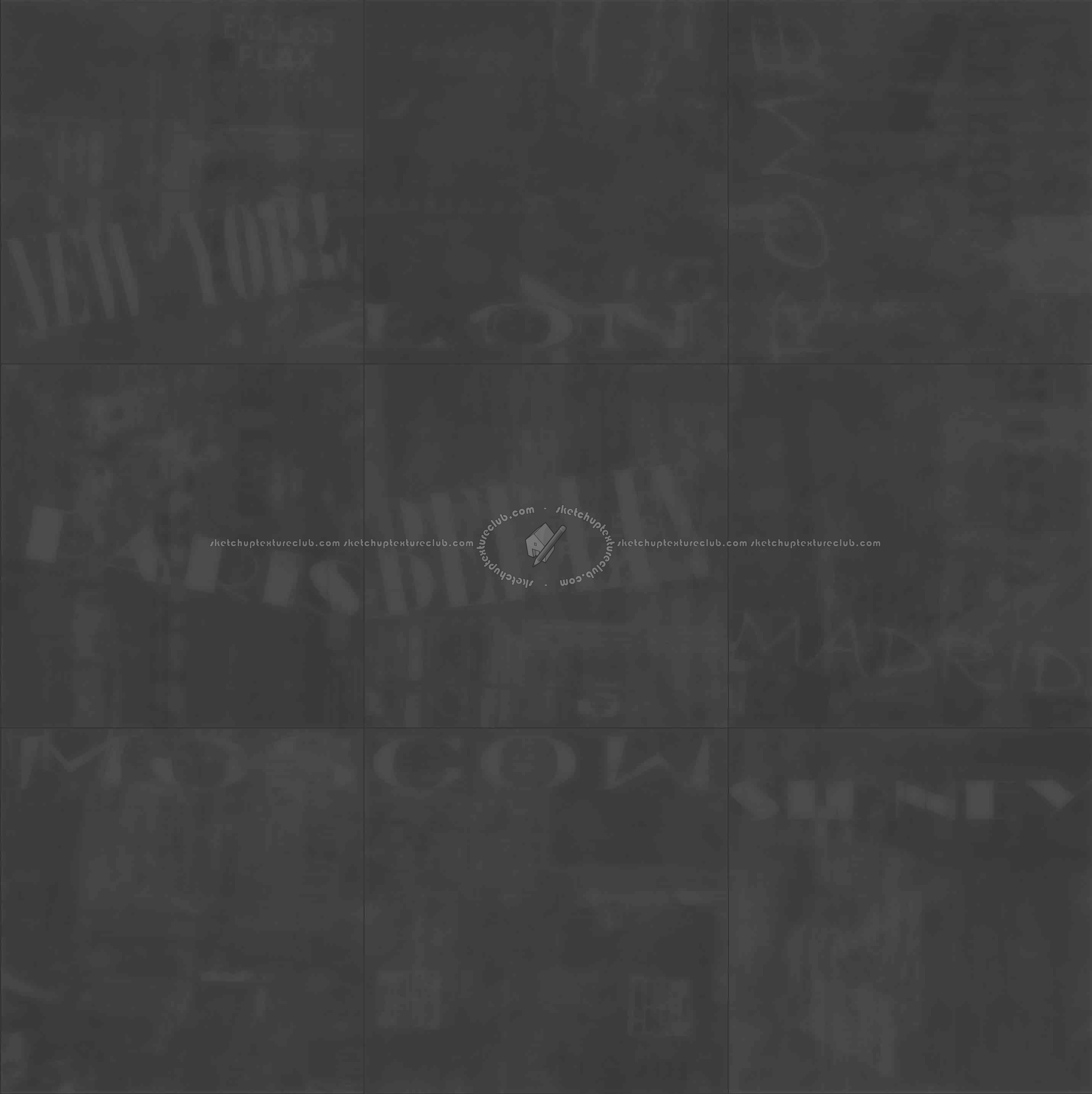 Textures - ARCHITECTURE - TILES INTERIOR - Design Industry - Graffiti urban style square tile texture seamless 14044 - Displacement