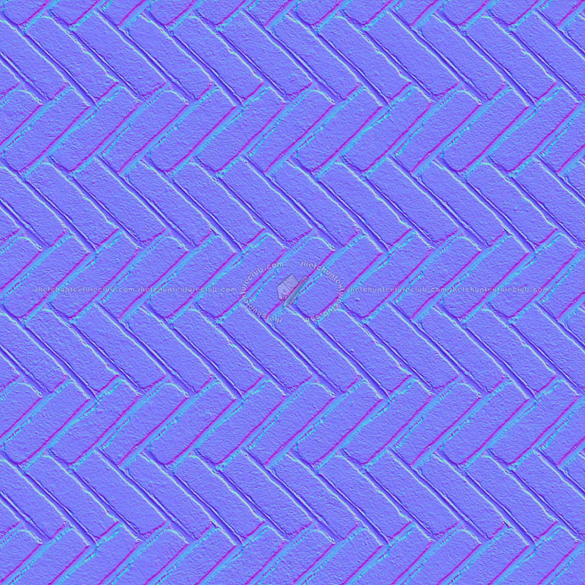 Textures   -   ARCHITECTURE   -   PAVING OUTDOOR   -   Concrete   -   Herringbone  - Concrete paving herringbone outdoor texture seamless 05839 - Normal