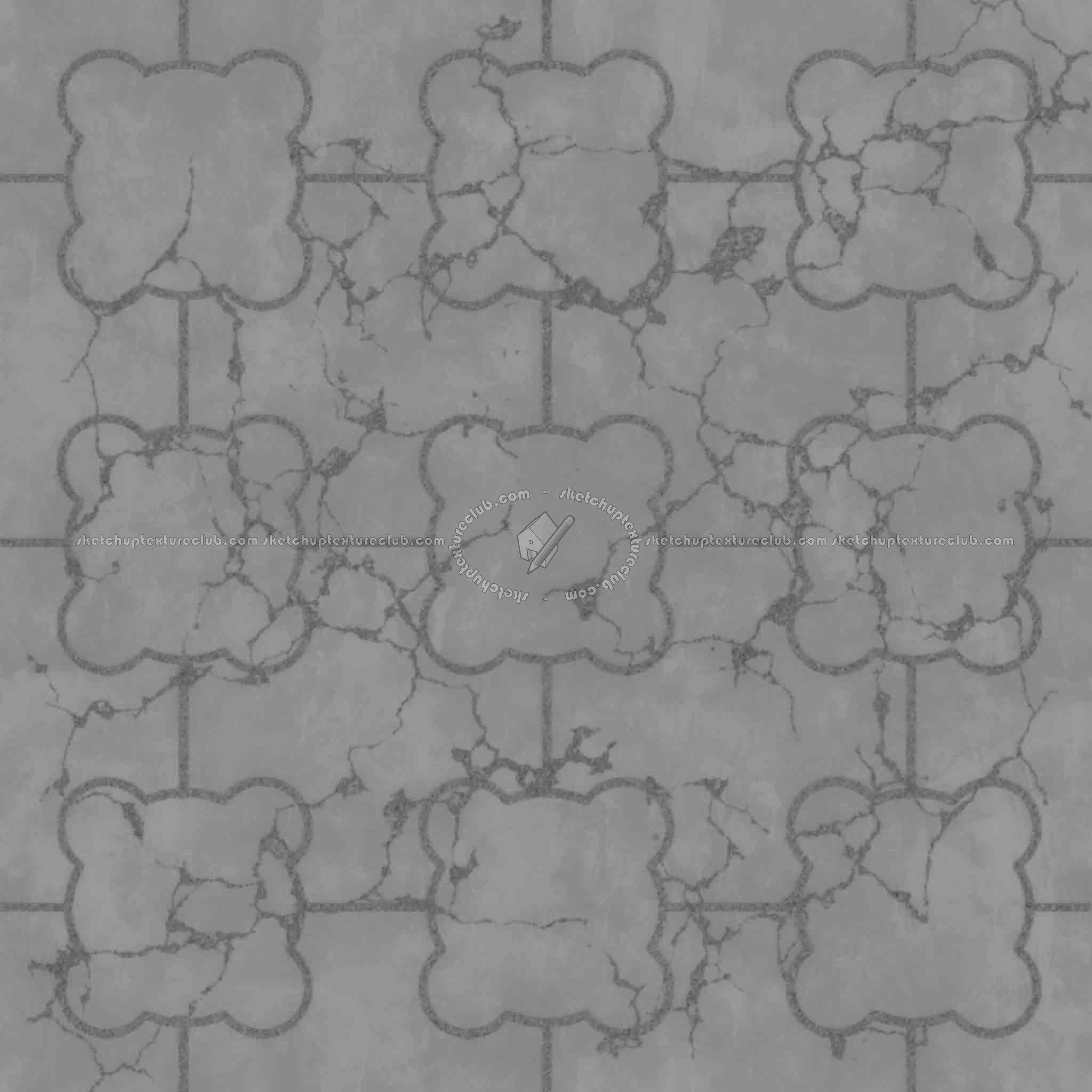 Textures   -   ARCHITECTURE   -   PAVING OUTDOOR   -   Concrete   -   Blocks damaged  - Concrete paving outdoor damaged texture seamless 05530 - Displacement