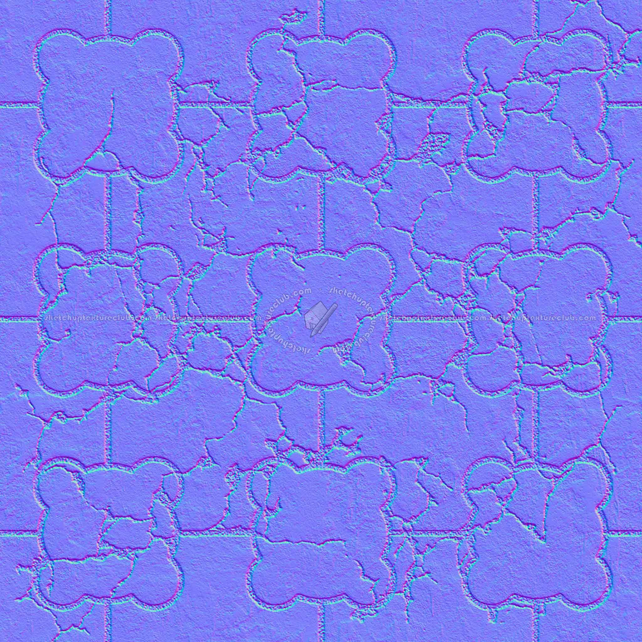 Textures   -   ARCHITECTURE   -   PAVING OUTDOOR   -   Concrete   -   Blocks damaged  - Concrete paving outdoor damaged texture seamless 05530 - Normal