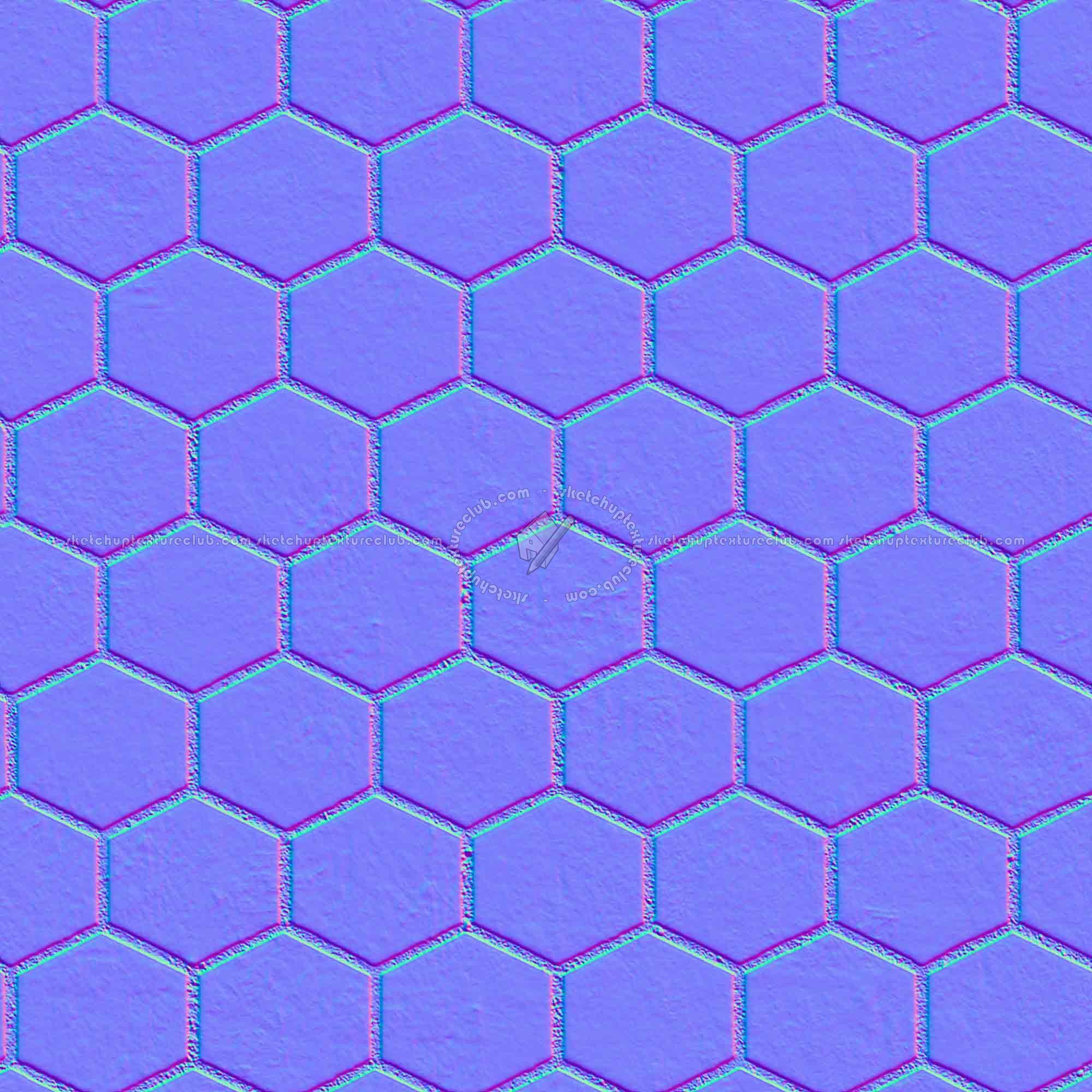 Textures   -   ARCHITECTURE   -   PAVING OUTDOOR   -   Hexagonal  - Concrete paving outdoor hexagonal texture seamless 06032 - Normal