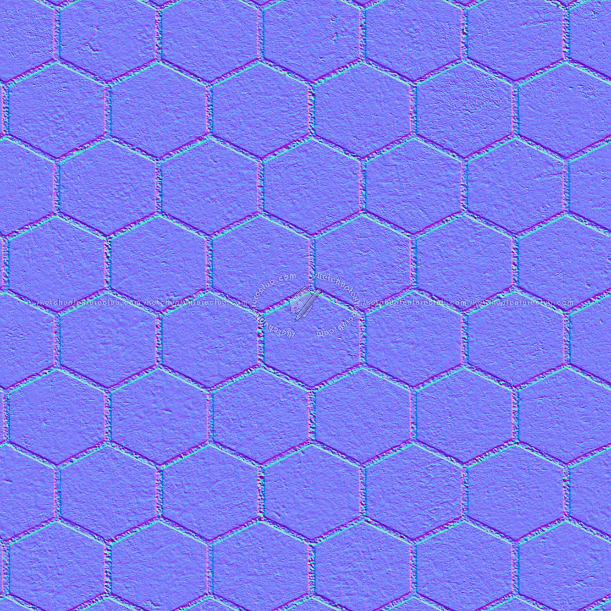 Textures   -   ARCHITECTURE   -   PAVING OUTDOOR   -   Hexagonal  - Dirty stone paving outdoor hexagonal texture seamless 06033 - Normal