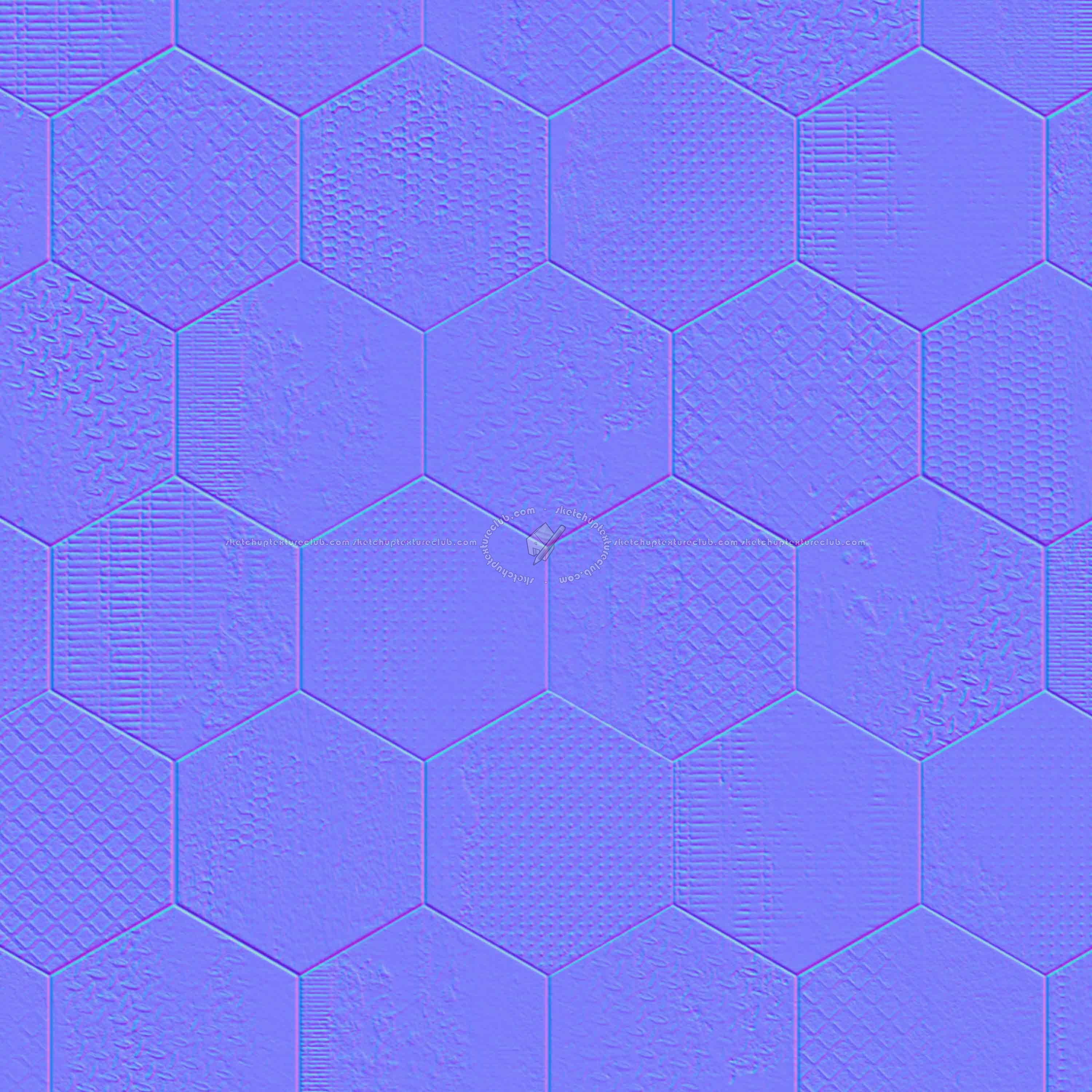 Textures   -   ARCHITECTURE   -   TILES INTERIOR   -   Hexagonal mixed  - Hexagonal tiles metal effect pbr texture seamless 22337 - Normal