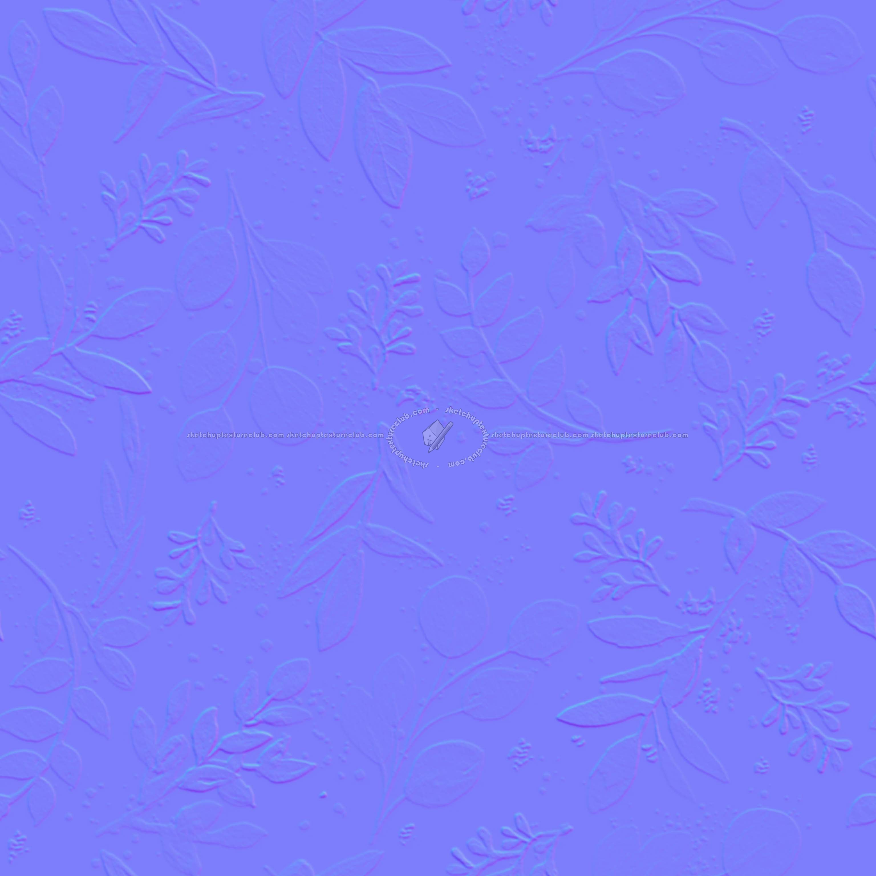 Textures - FREE PBR TEXTURES - Floral wallpaper pbr texture seamless 22421 - Normal