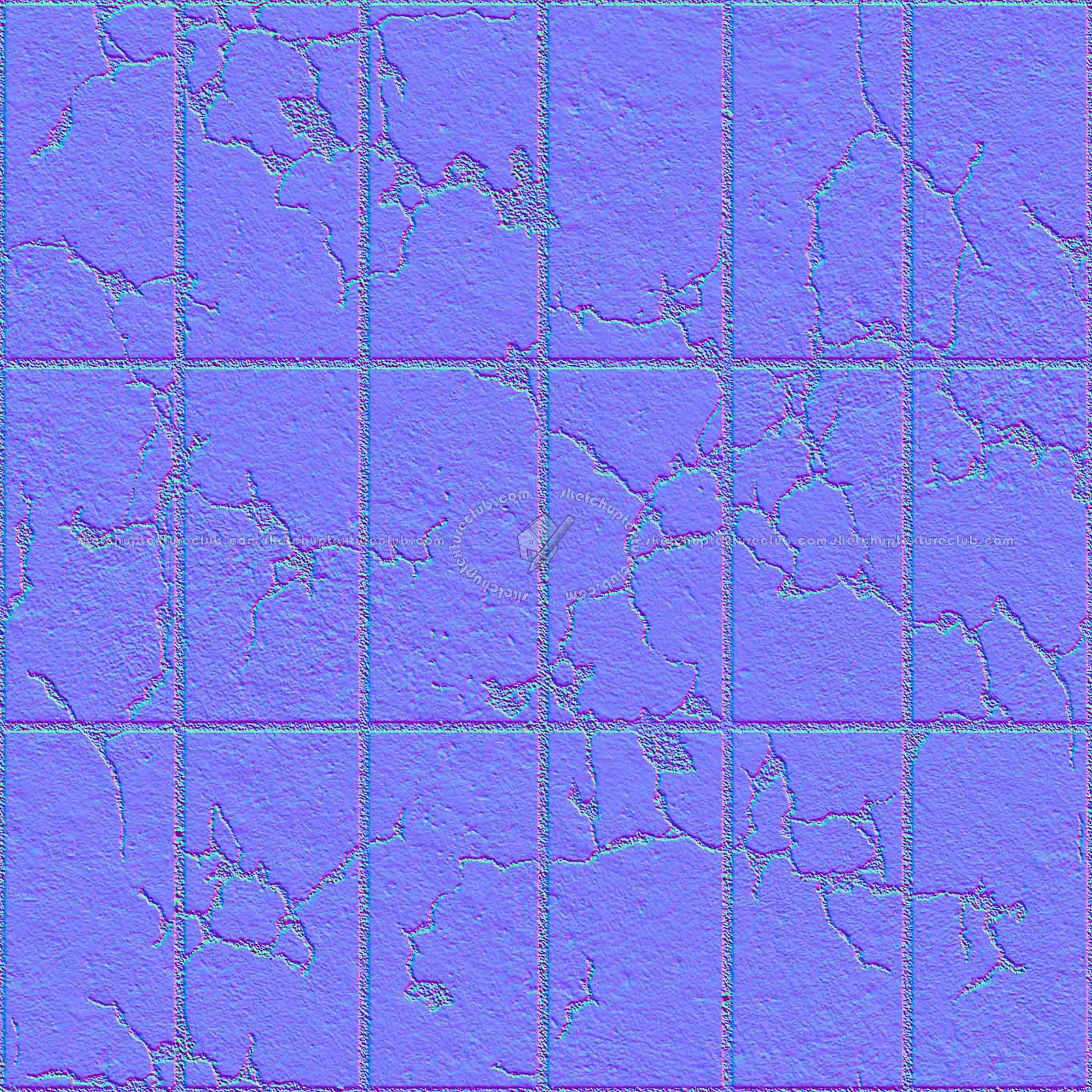 Textures   -   ARCHITECTURE   -   PAVING OUTDOOR   -   Concrete   -   Blocks damaged  - Concrete paving outdoor damaged texture seamless 05533 - Normal