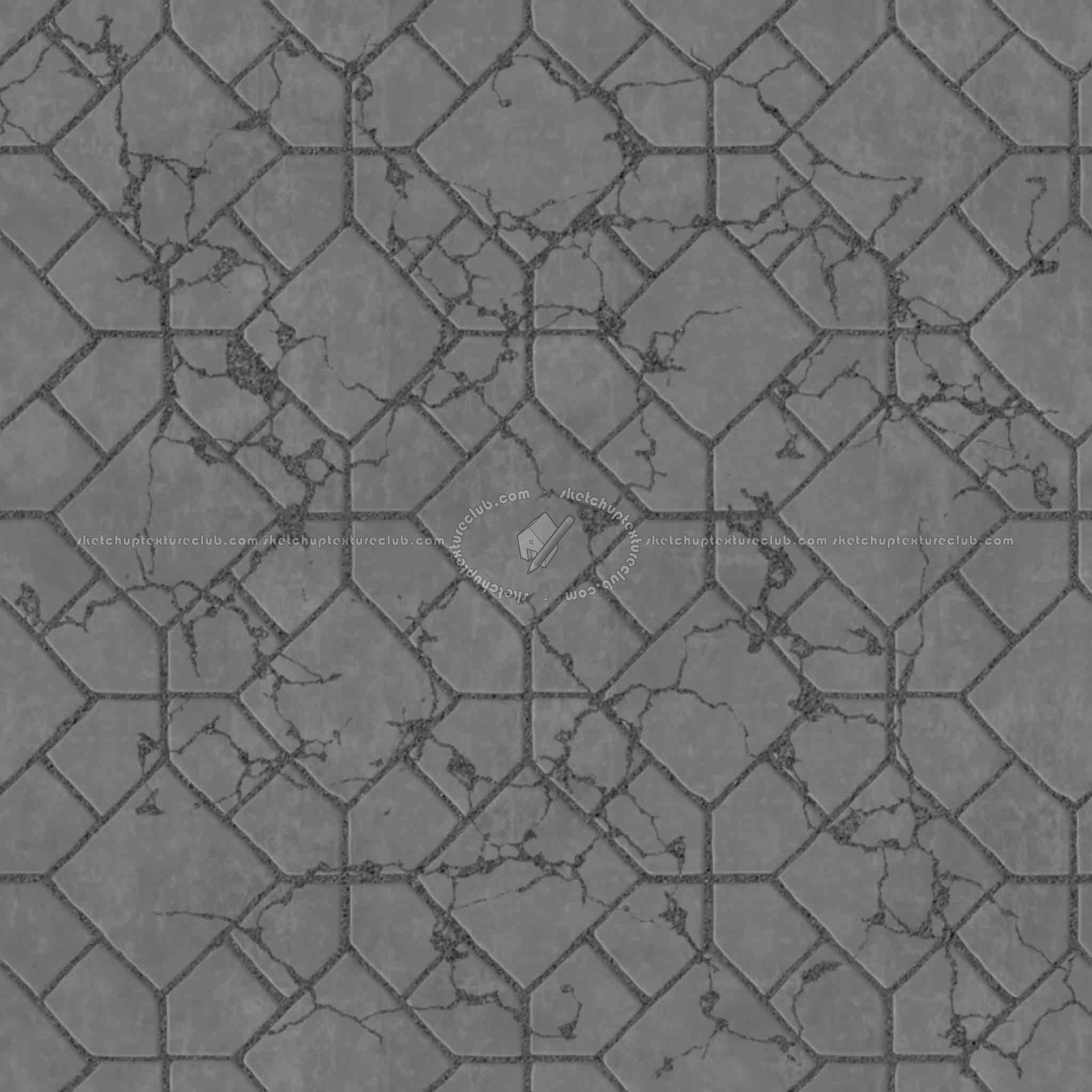 Textures   -   ARCHITECTURE   -   PAVING OUTDOOR   -   Concrete   -   Blocks damaged  - Concrete paving outdoor damaged texture seamless 05534 - Displacement