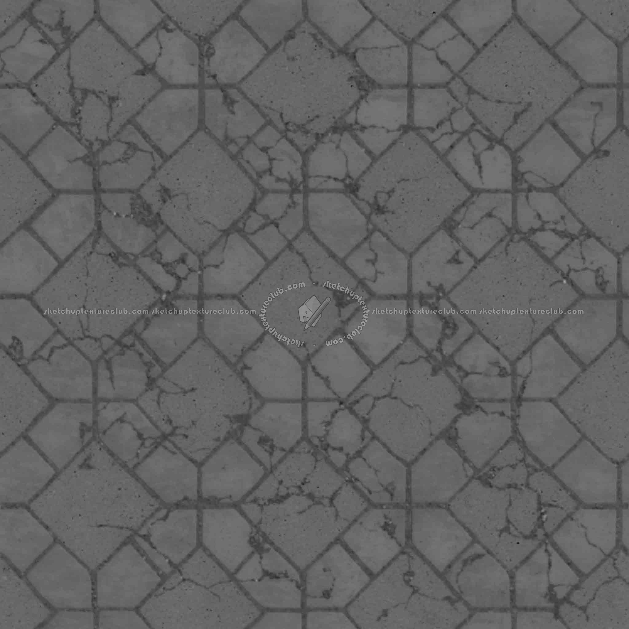 Textures   -   ARCHITECTURE   -   PAVING OUTDOOR   -   Concrete   -   Blocks damaged  - Concrete paving outdoor damaged texture seamless 05535 - Displacement