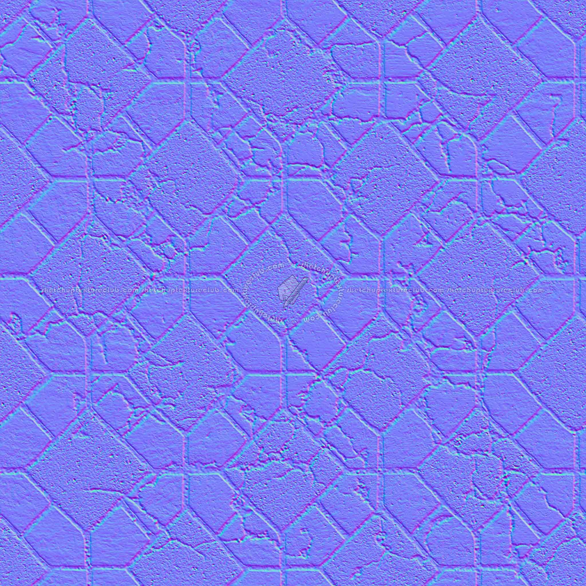 Textures   -   ARCHITECTURE   -   PAVING OUTDOOR   -   Concrete   -   Blocks damaged  - Concrete paving outdoor damaged texture seamless 05535 - Normal