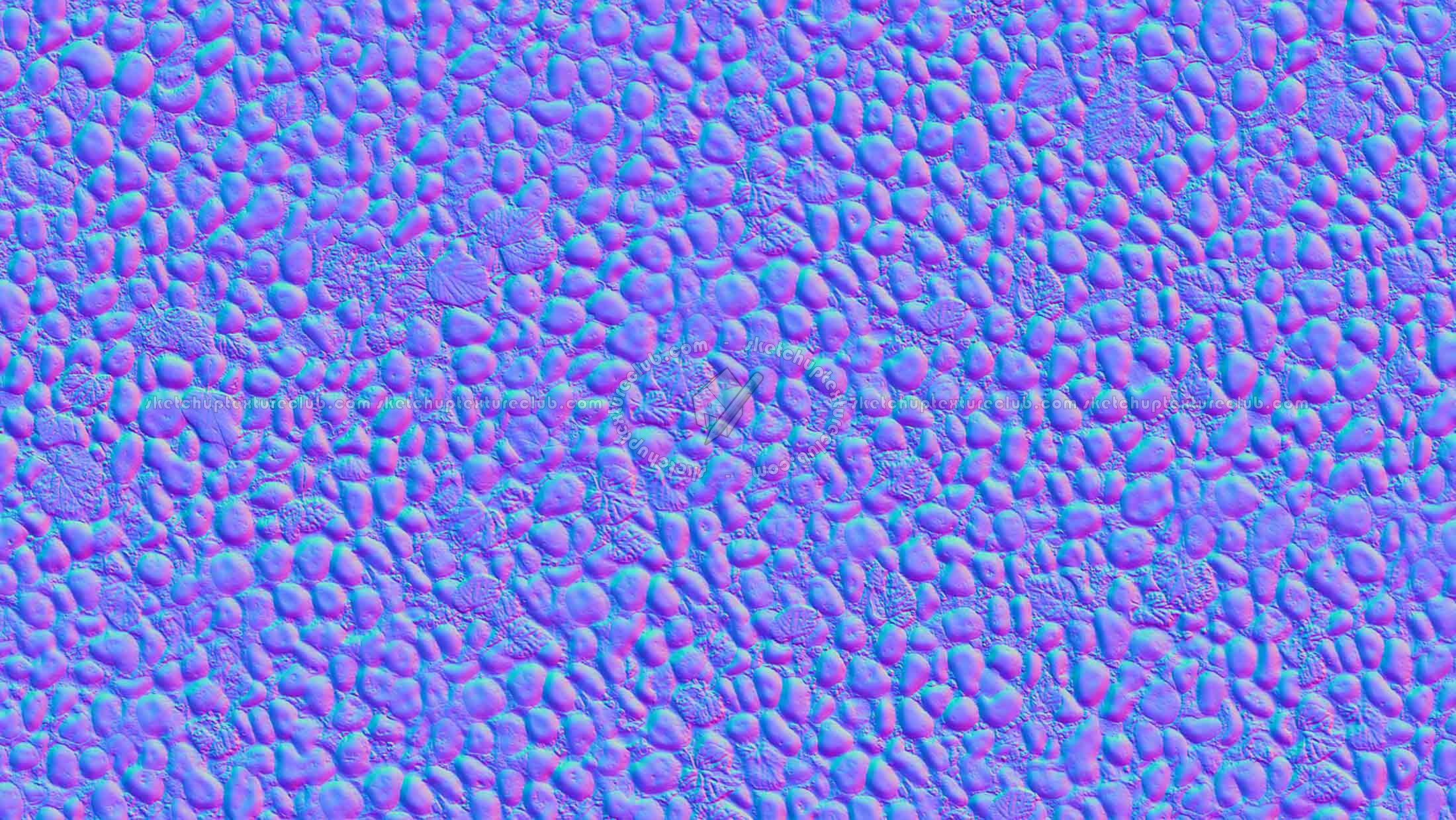 Textures   -   ARCHITECTURE   -   ROADS   -   Paving streets   -   Rounded cobble  - White rounded cobblestone with dead leaves texture seamless 19065 - Normal