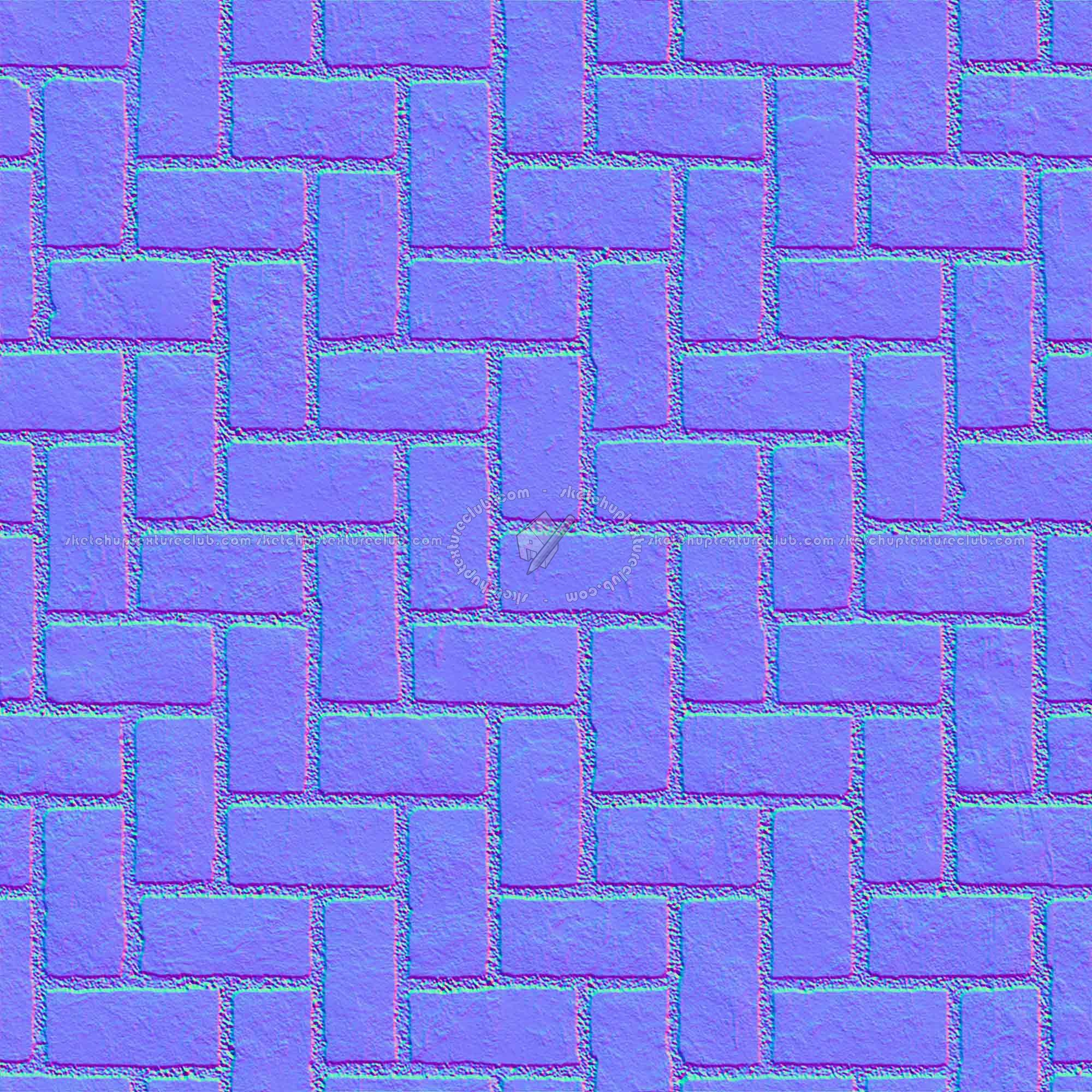 Textures   -   ARCHITECTURE   -   PAVING OUTDOOR   -   Concrete   -   Herringbone  - Concrete paving herringbone outdoor texture seamless 05847 - Normal