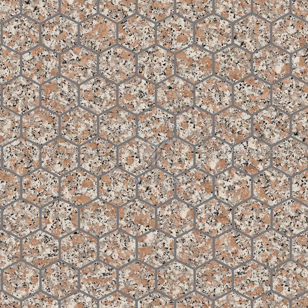 Textures   -   ARCHITECTURE   -   PAVING OUTDOOR   -   Hexagonal  - Granite paving outdoor hexagonal texture seamless 06039 (seamless)