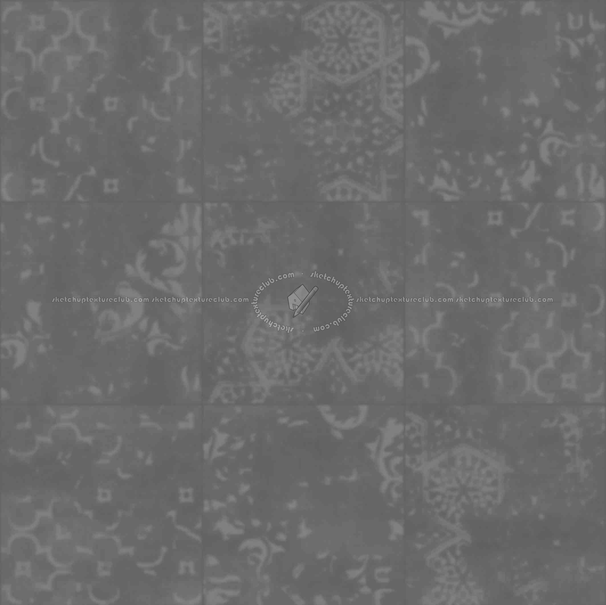 Textures   -   ARCHITECTURE   -   TILES INTERIOR   -   Ornate tiles   -   Patchwork  - Ceramic patchwork tile texture seamless 21242 - Displacement