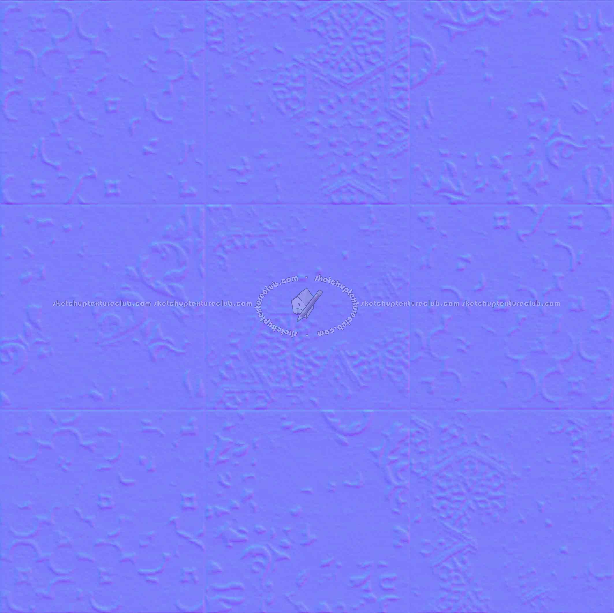 Textures   -   ARCHITECTURE   -   TILES INTERIOR   -   Ornate tiles   -   Patchwork  - Ceramic patchwork tile texture seamless 21242 - Normal