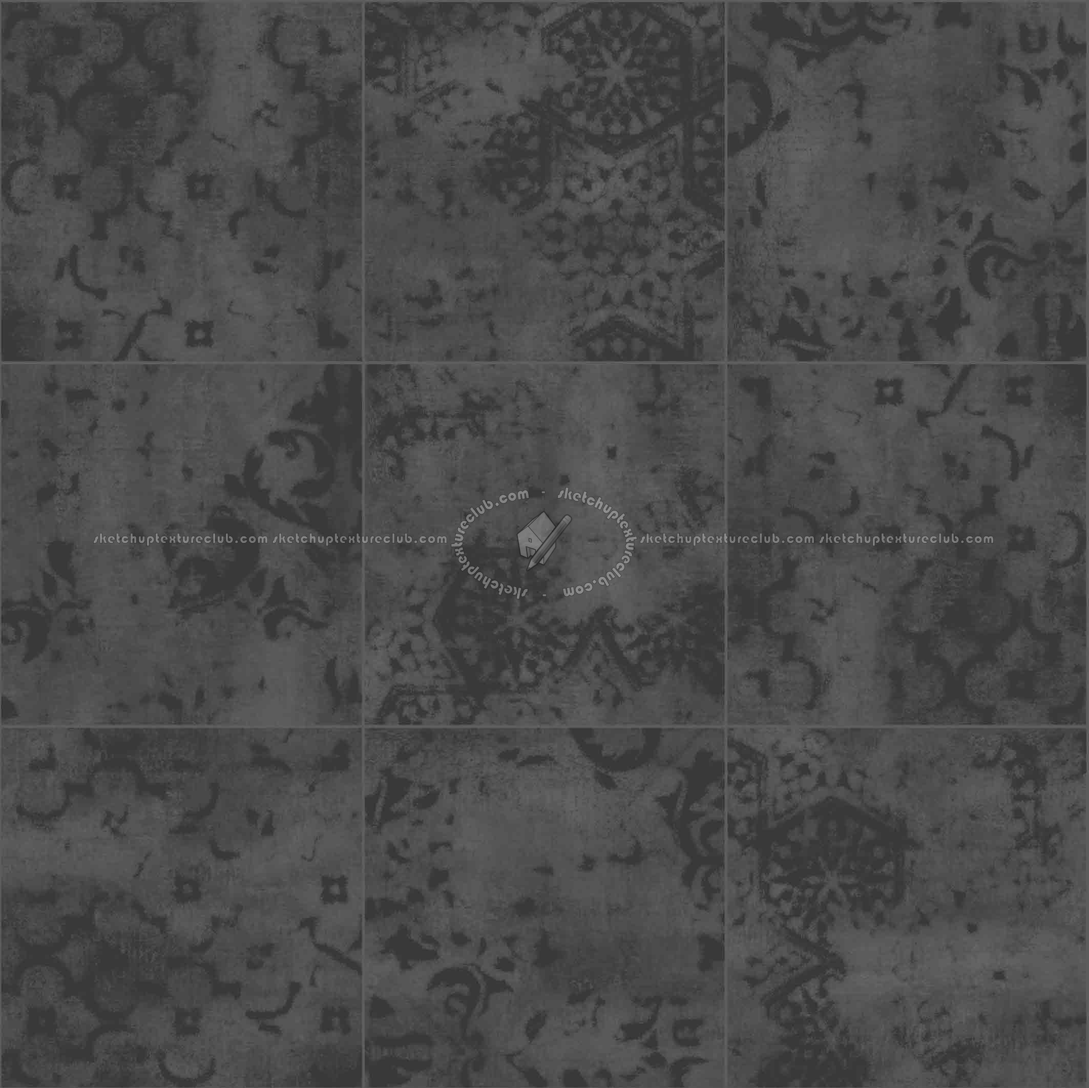 Textures   -   ARCHITECTURE   -   TILES INTERIOR   -   Ornate tiles   -   Patchwork  - Ceramic patchwork tile texture seamless 21242 - Specular