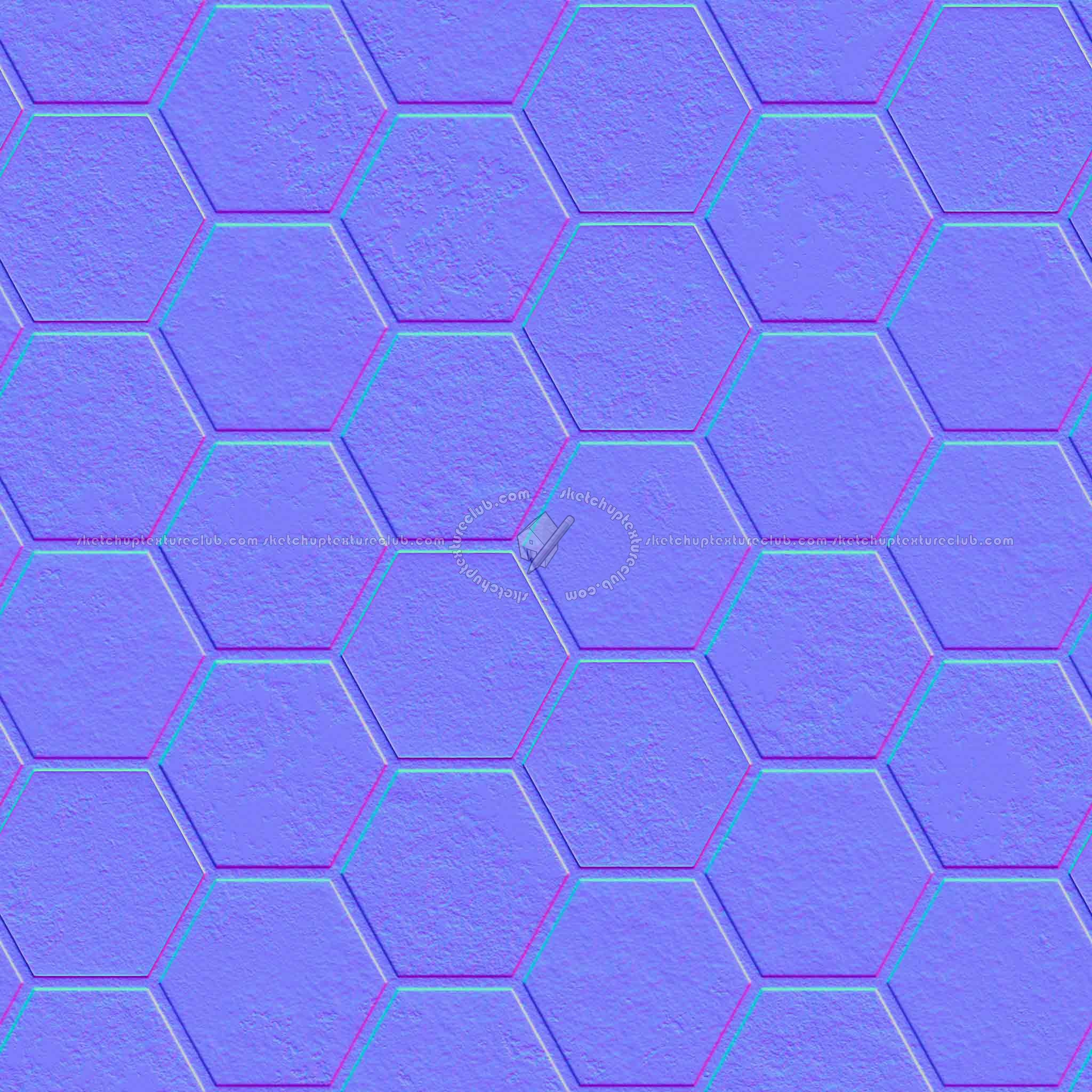 Textures   -   ARCHITECTURE   -   PAVING OUTDOOR   -   Hexagonal  - Concrete paving hexagon PBR texture seamless 21842 - Normal