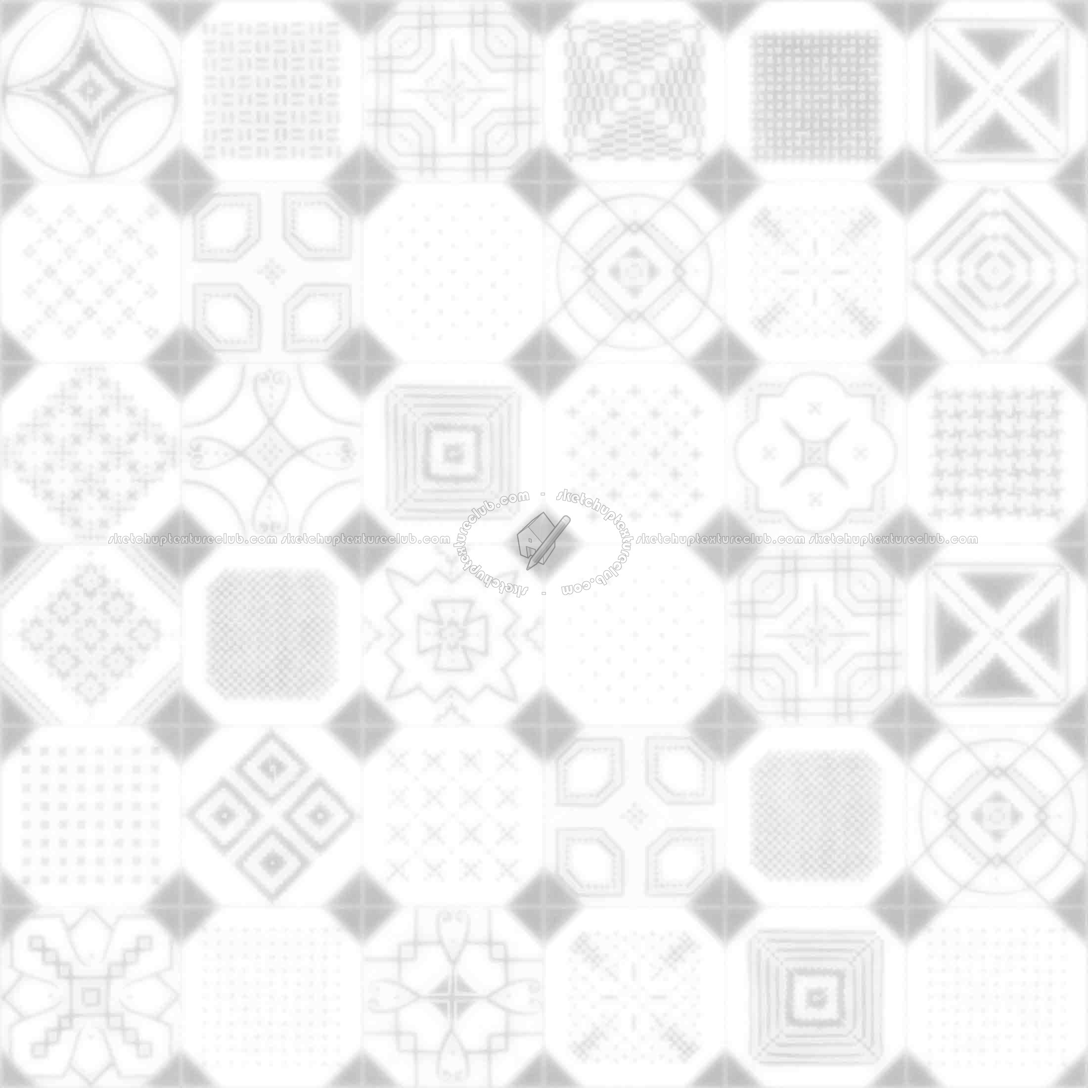 Textures   -   ARCHITECTURE   -   TILES INTERIOR   -   Ornate tiles   -   Patchwork  - Ceramic patchwork tile texture seamless 21252 - Ambient occlusion