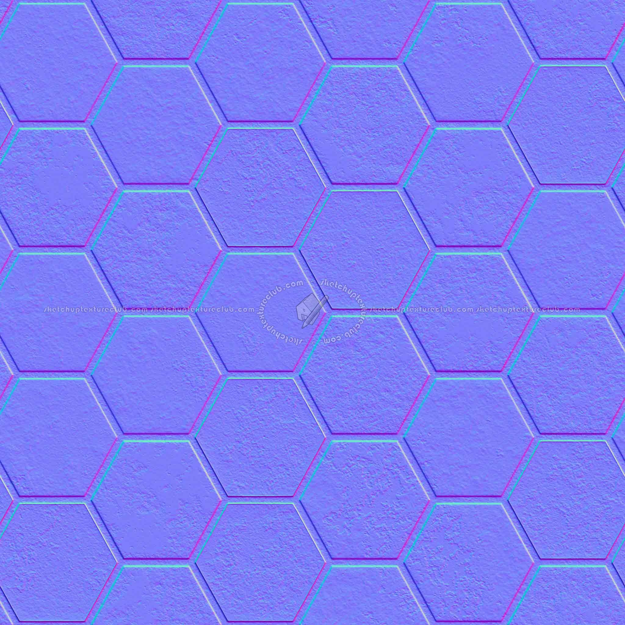 Textures   -   ARCHITECTURE   -   PAVING OUTDOOR   -   Hexagonal  - Concrete paving hexagon PBR texture seamless 21843 - Normal