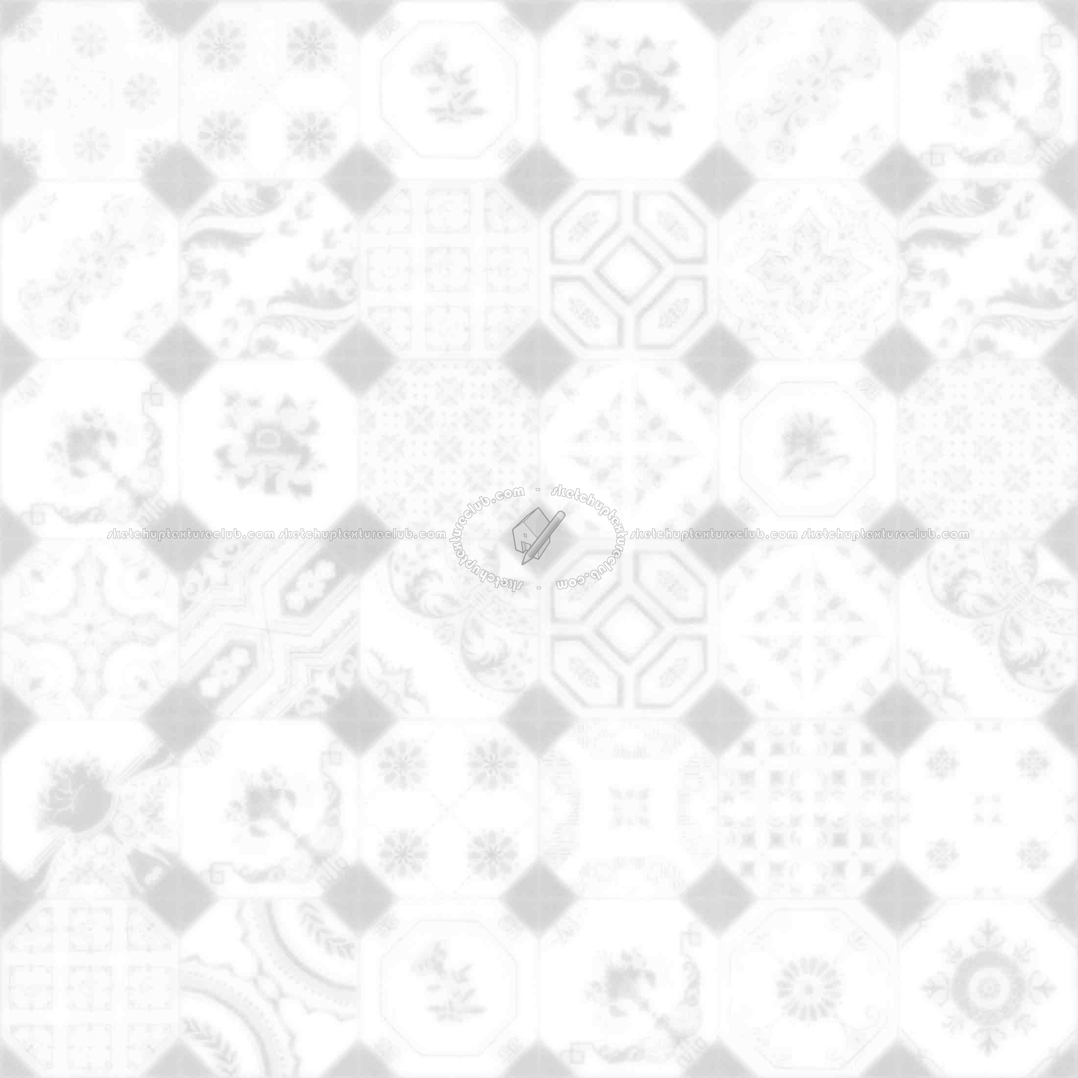 Textures   -   ARCHITECTURE   -   TILES INTERIOR   -   Ornate tiles   -   Patchwork  - Ceramic patchwork tile texture seamless 21253 - Ambient occlusion