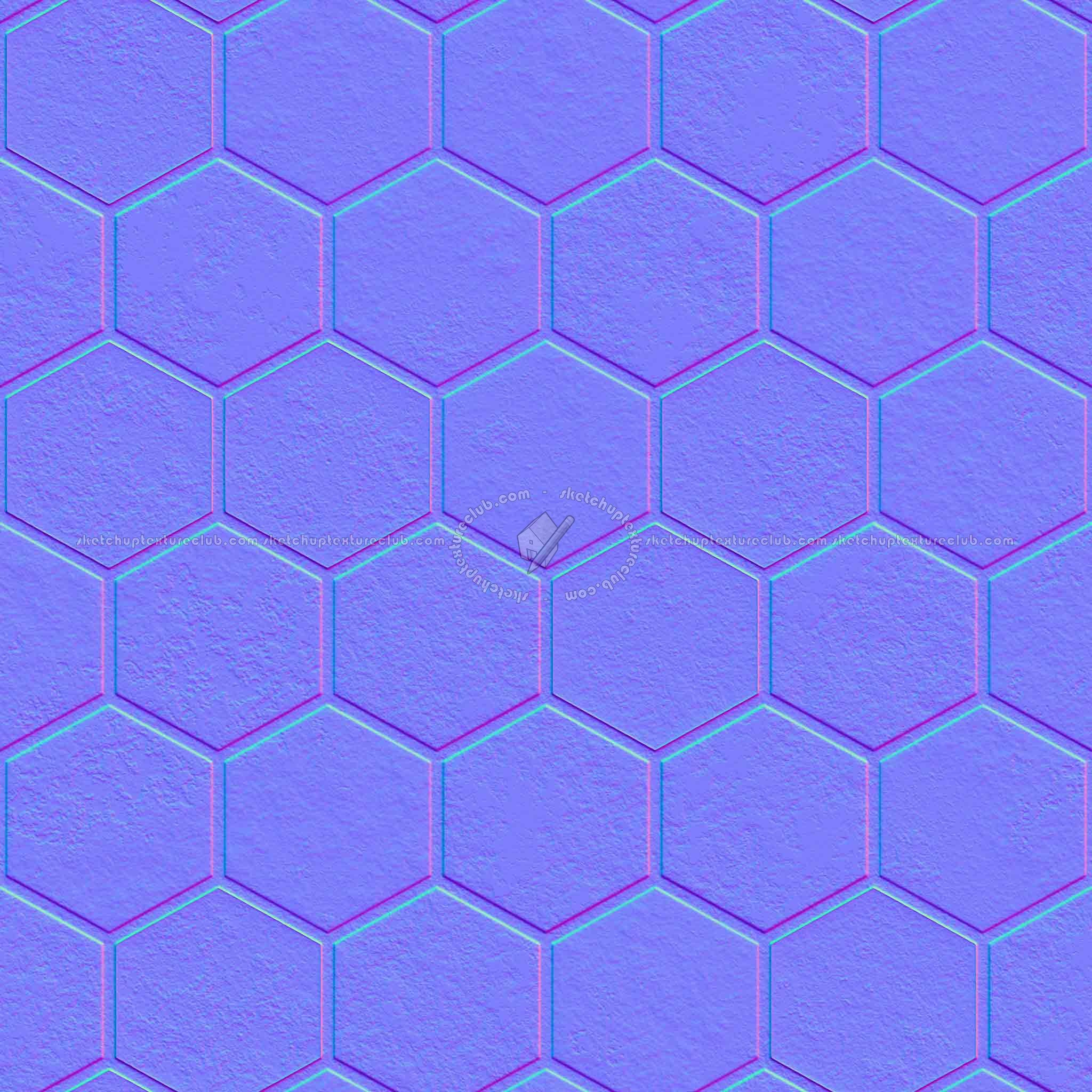 Textures   -   ARCHITECTURE   -   PAVING OUTDOOR   -   Hexagonal  - Concrete paving hexagon PBR texture seamless 21844 - Normal