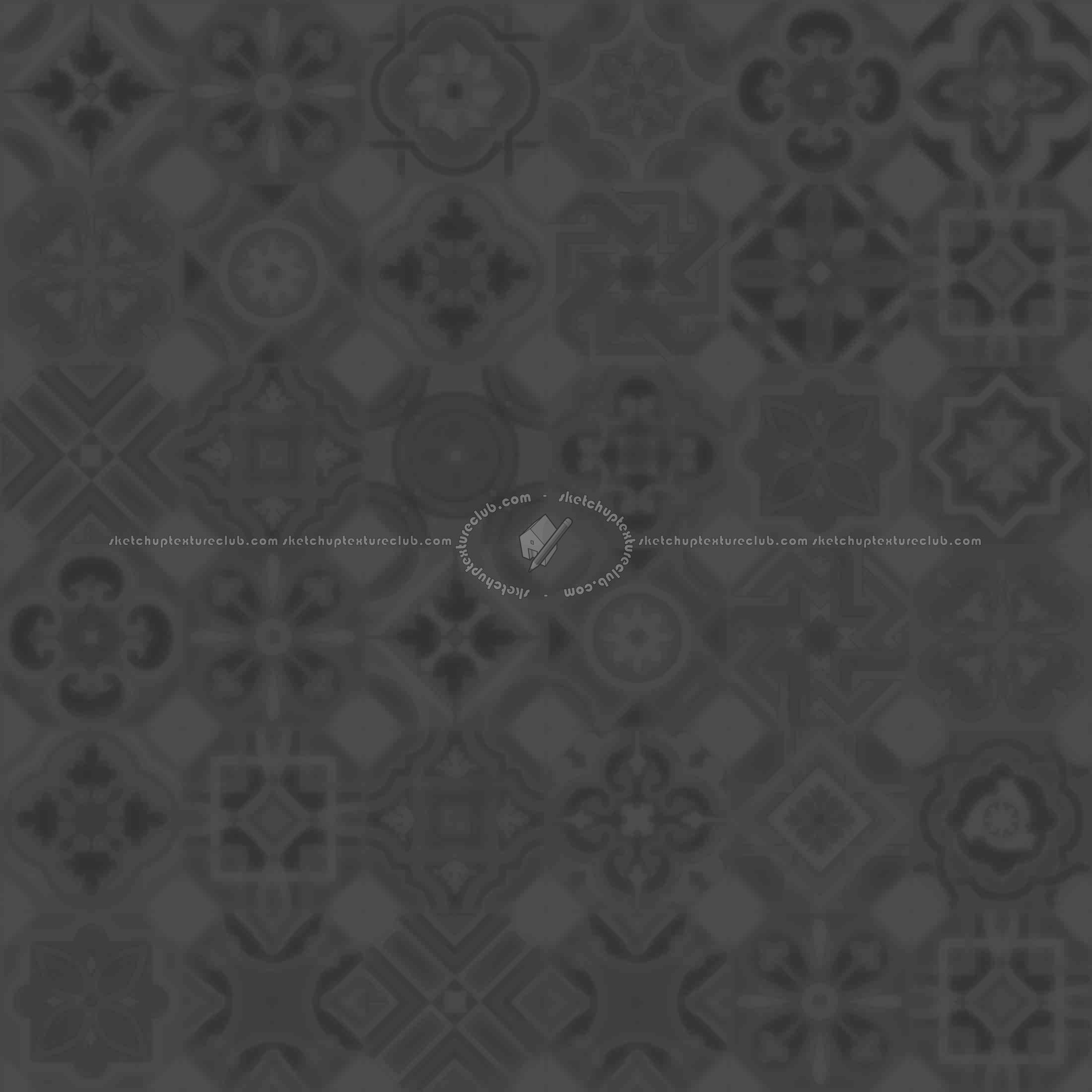 Textures   -   ARCHITECTURE   -   TILES INTERIOR   -   Ornate tiles   -   Patchwork  - Ceramic patchwork tile texture seamless 21254 - Displacement