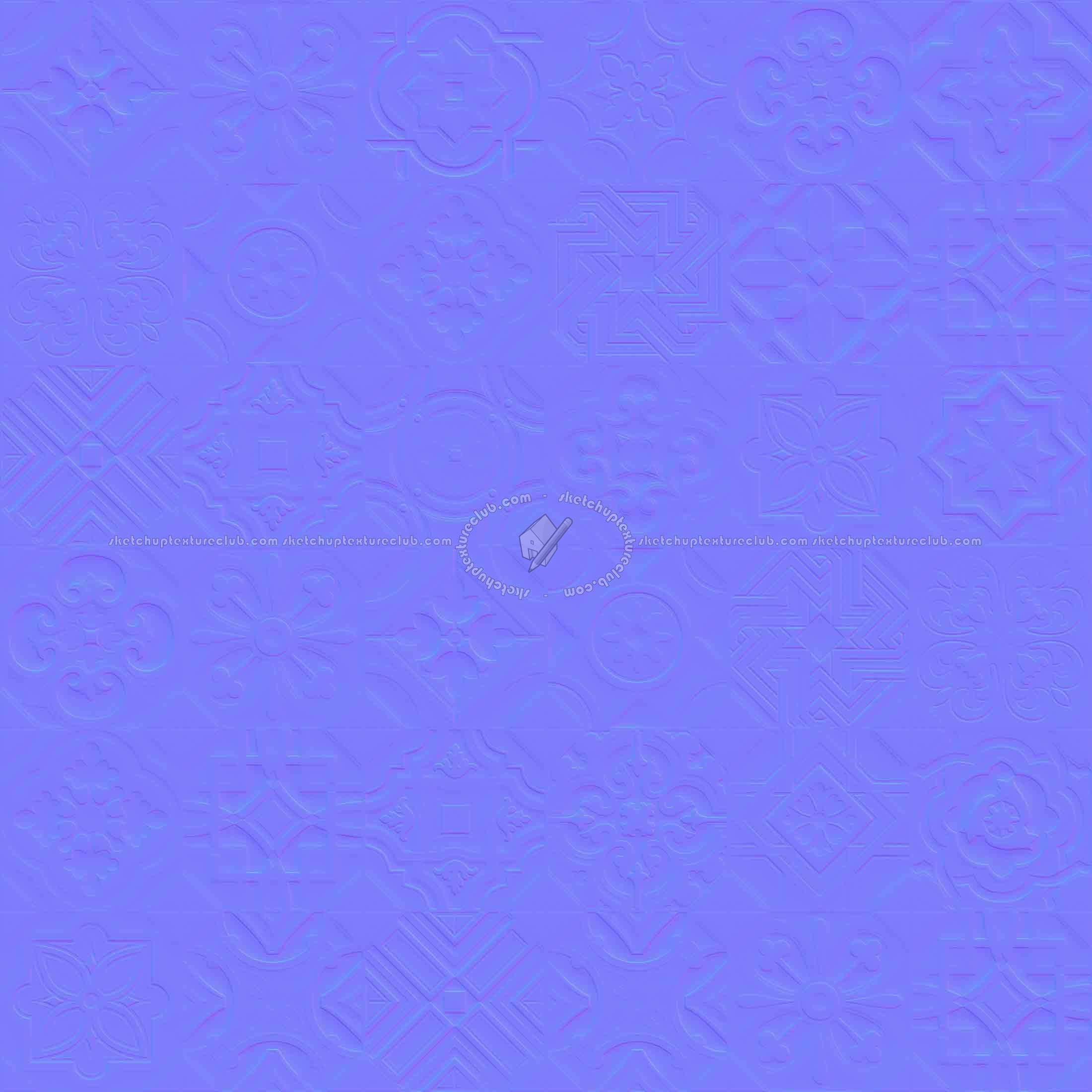 Textures   -   ARCHITECTURE   -   TILES INTERIOR   -   Ornate tiles   -   Patchwork  - Ceramic patchwork tile texture seamless 21254 - Normal