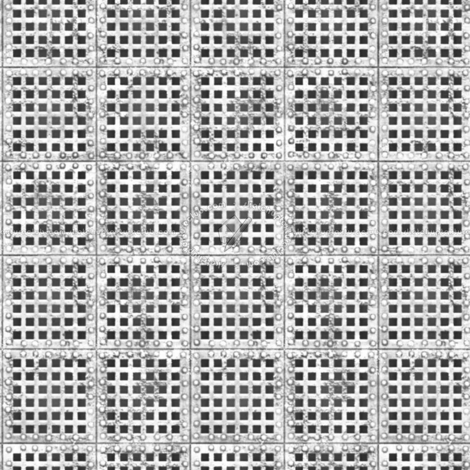 Textures - MATERIALS - METALS - Perforated - Rusty iron industrial perforate metal texture seamless 10535 - Ambient occlusion