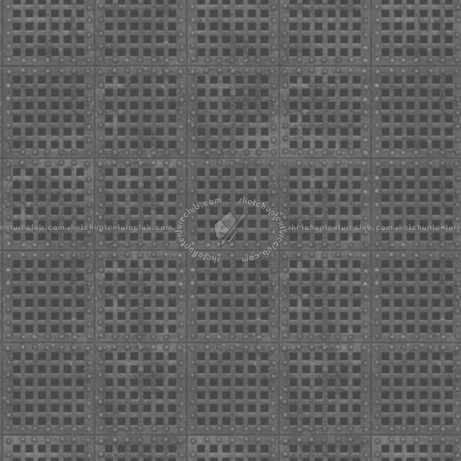 Textures - MATERIALS - METALS - Perforated - Rusty iron industrial perforate metal texture seamless 10535 - Displacement