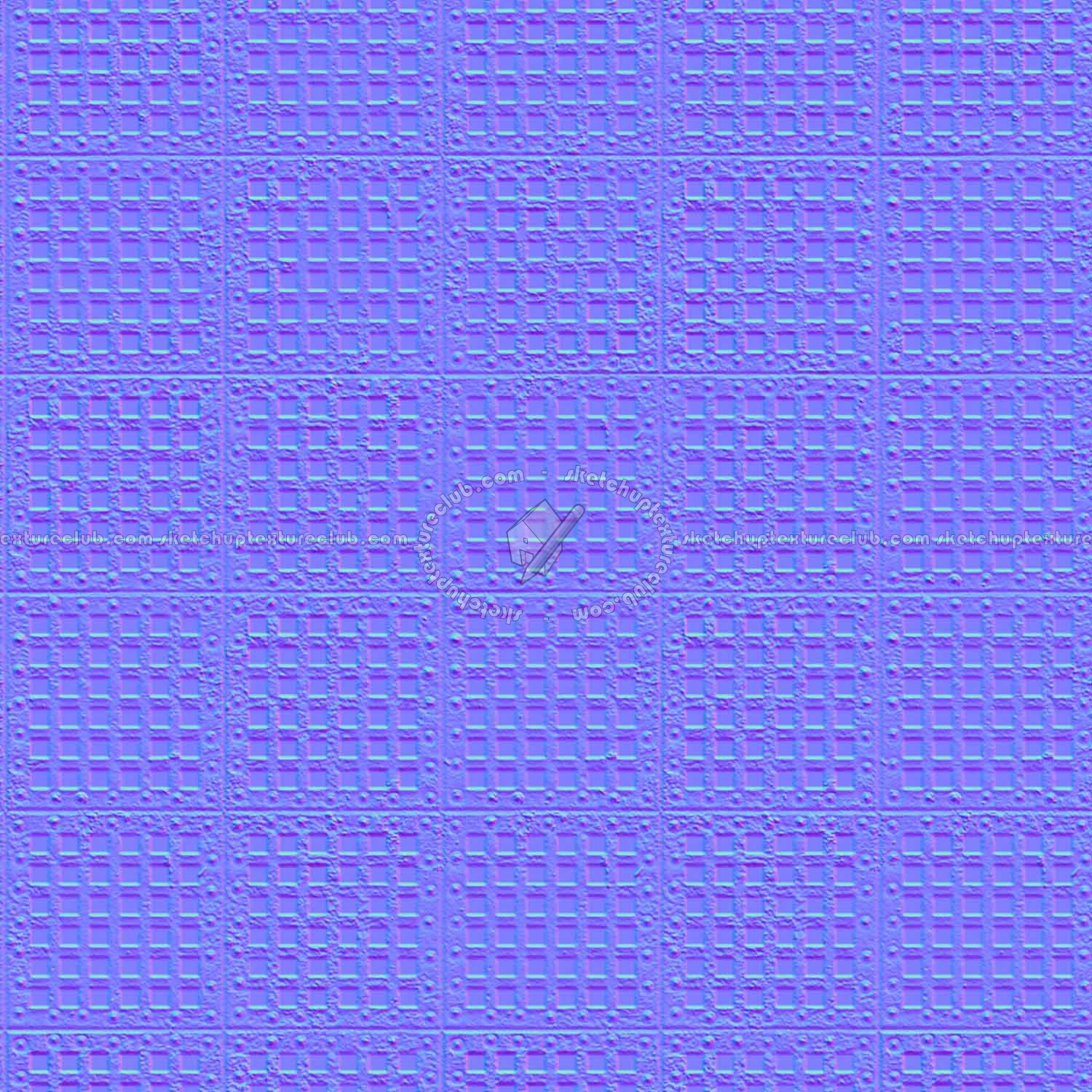 Textures - MATERIALS - METALS - Perforated - Rusty iron industrial perforate metal texture seamless 10535 - Normal