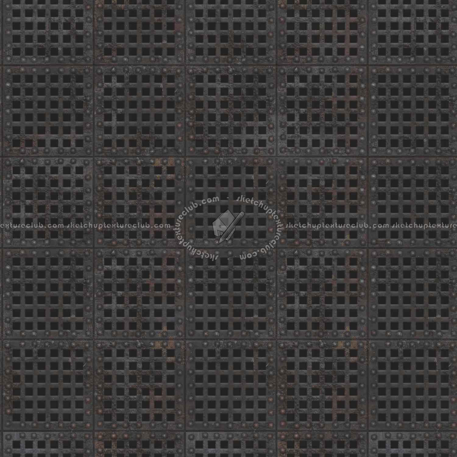 Textures - MATERIALS - METALS - Perforated - Rusty iron industrial perforate metal texture seamless 10535 - Specular