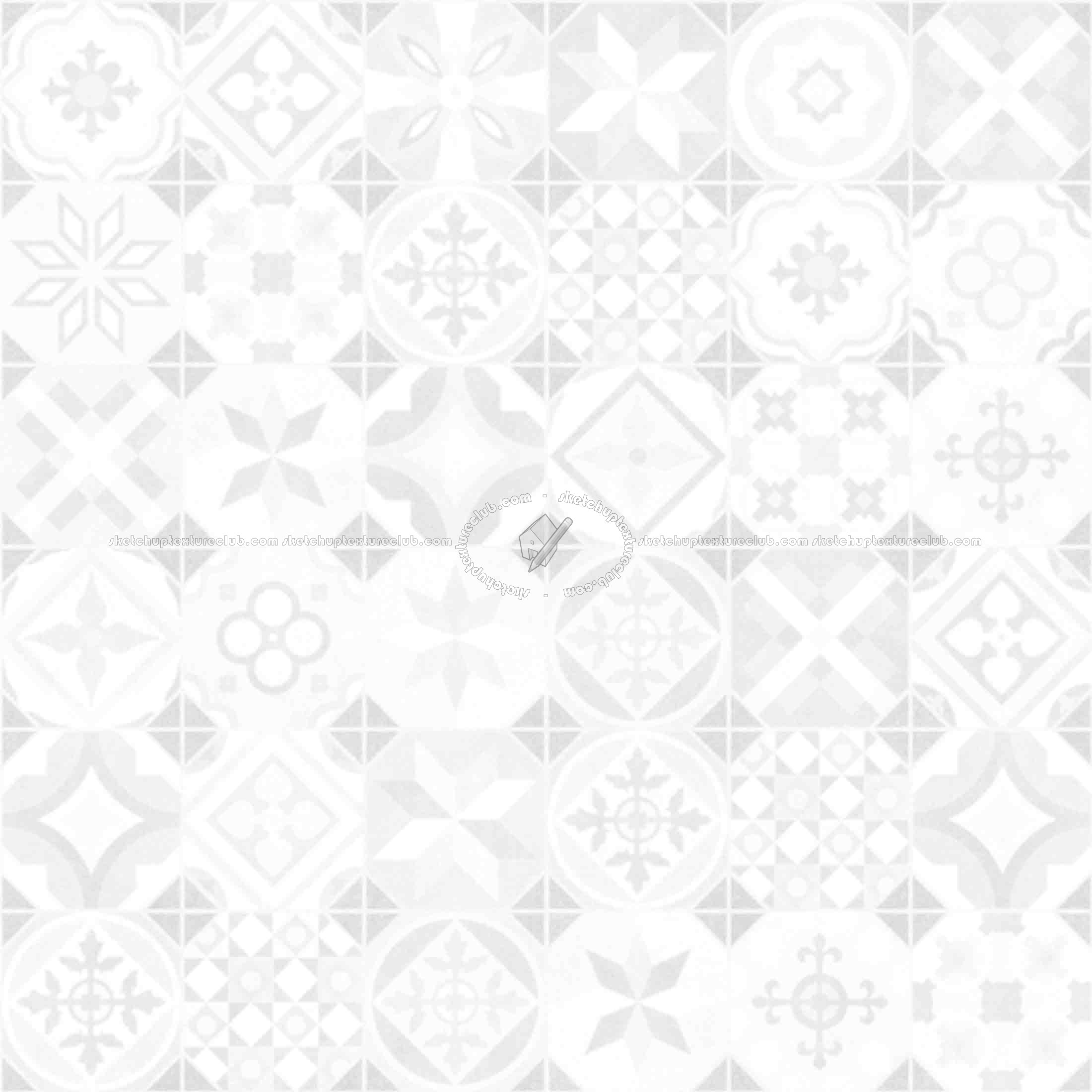 Textures   -   ARCHITECTURE   -   TILES INTERIOR   -   Ornate tiles   -   Patchwork  - Ceramic patchwork tile texture seamless 21255 - Ambient occlusion