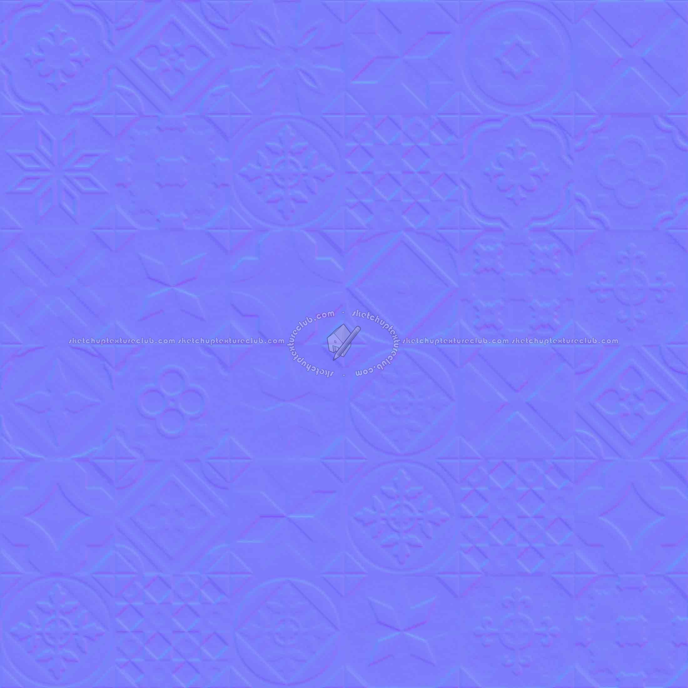 Textures   -   ARCHITECTURE   -   TILES INTERIOR   -   Ornate tiles   -   Patchwork  - Ceramic patchwork tile texture seamless 21255 - Normal