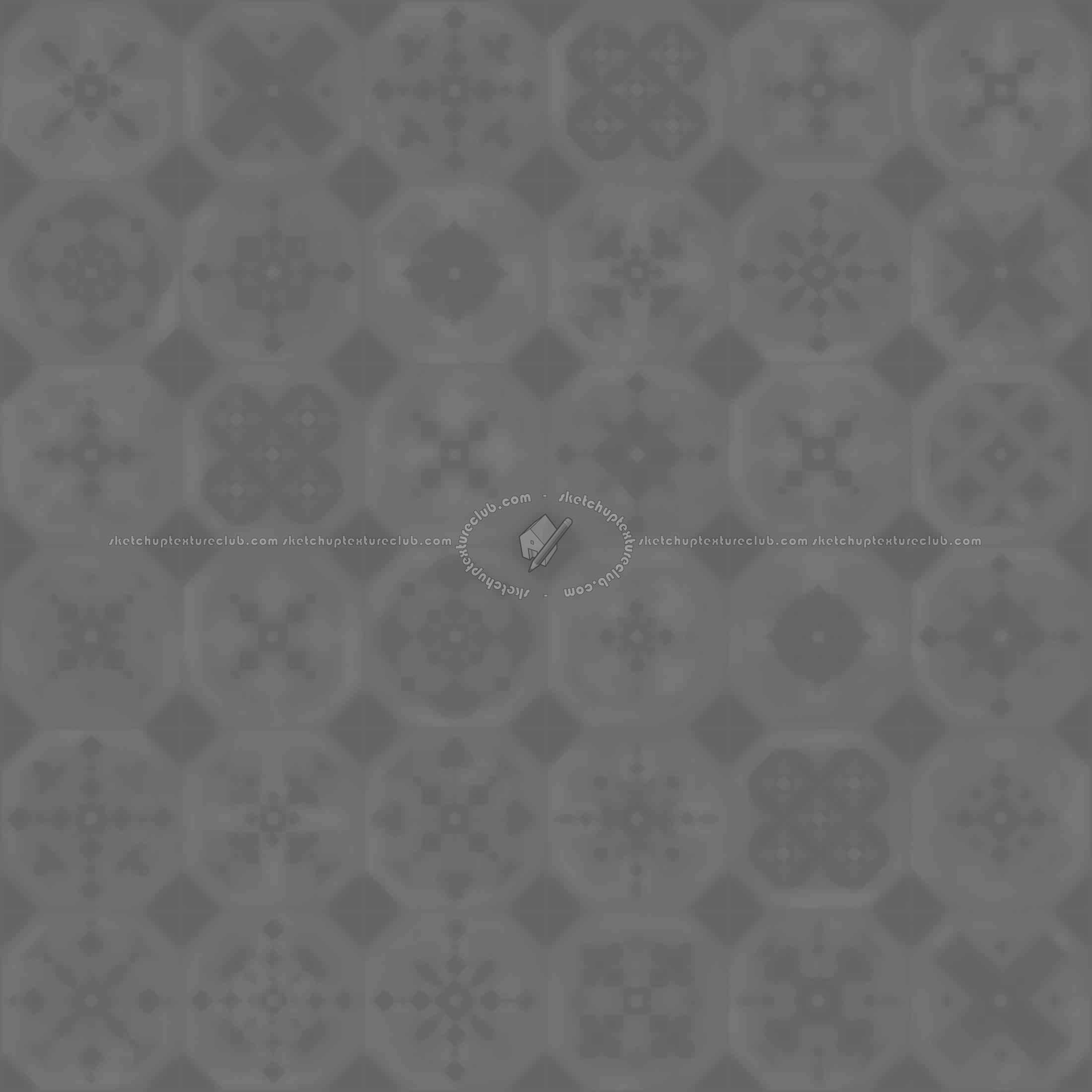 Textures   -   ARCHITECTURE   -   TILES INTERIOR   -   Ornate tiles   -   Patchwork  - Ceramic patchwork tile texture seamless 21256 - Displacement