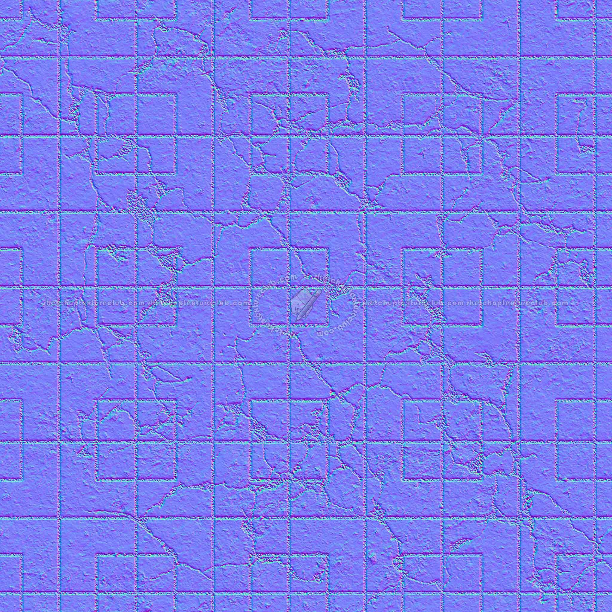 Textures   -   ARCHITECTURE   -   PAVING OUTDOOR   -   Concrete   -   Blocks damaged  - Concrete paving outdoor damaged texture seamless 05545 - Normal