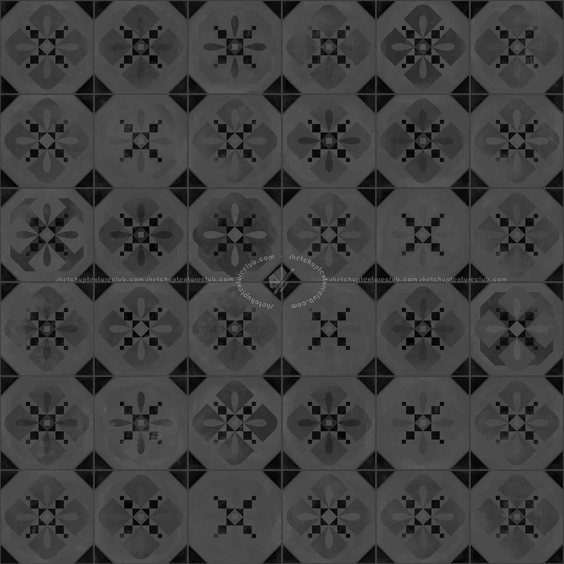 Textures   -   ARCHITECTURE   -   TILES INTERIOR   -   Ornate tiles   -   Patchwork  - Ceramic patchwork tile texture seamless 21257 - Specular