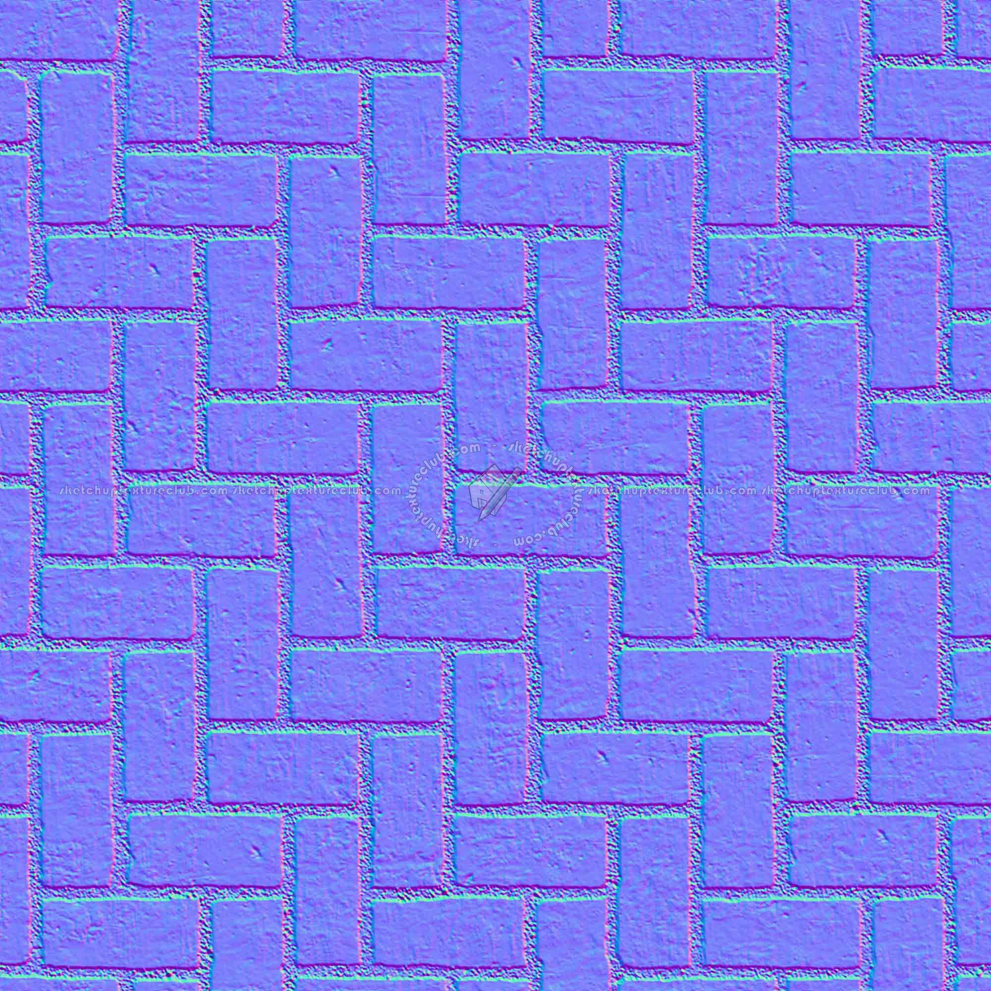 Textures   -   ARCHITECTURE   -   PAVING OUTDOOR   -   Concrete   -   Herringbone  - Concrete paving herringbone outdoor texture seamless 05858 - Normal