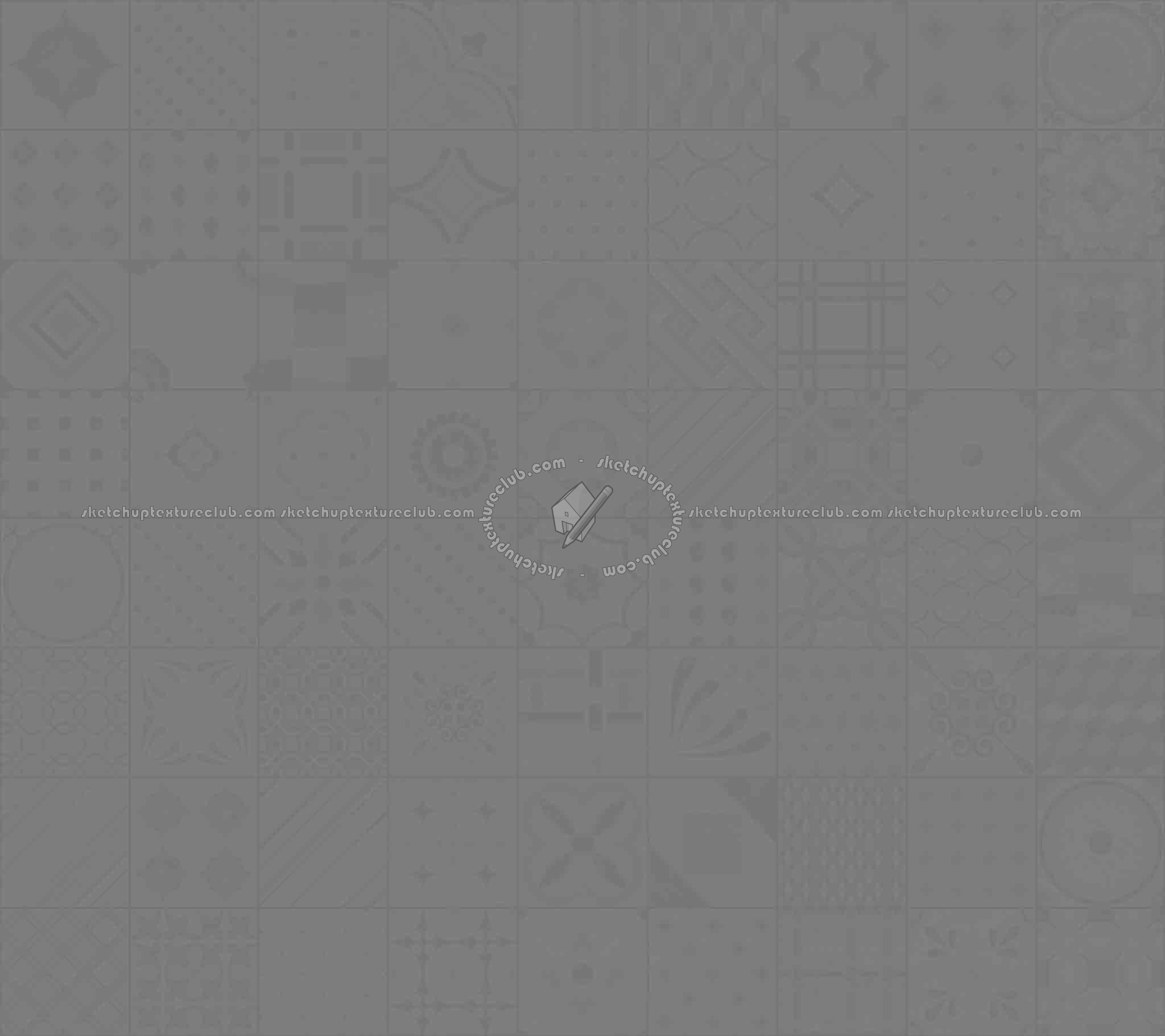 Textures - ARCHITECTURE - TILES INTERIOR - Ornate tiles - Patchwork - Gres patchwork tiles PBR texture seamless 21927 - Displacement