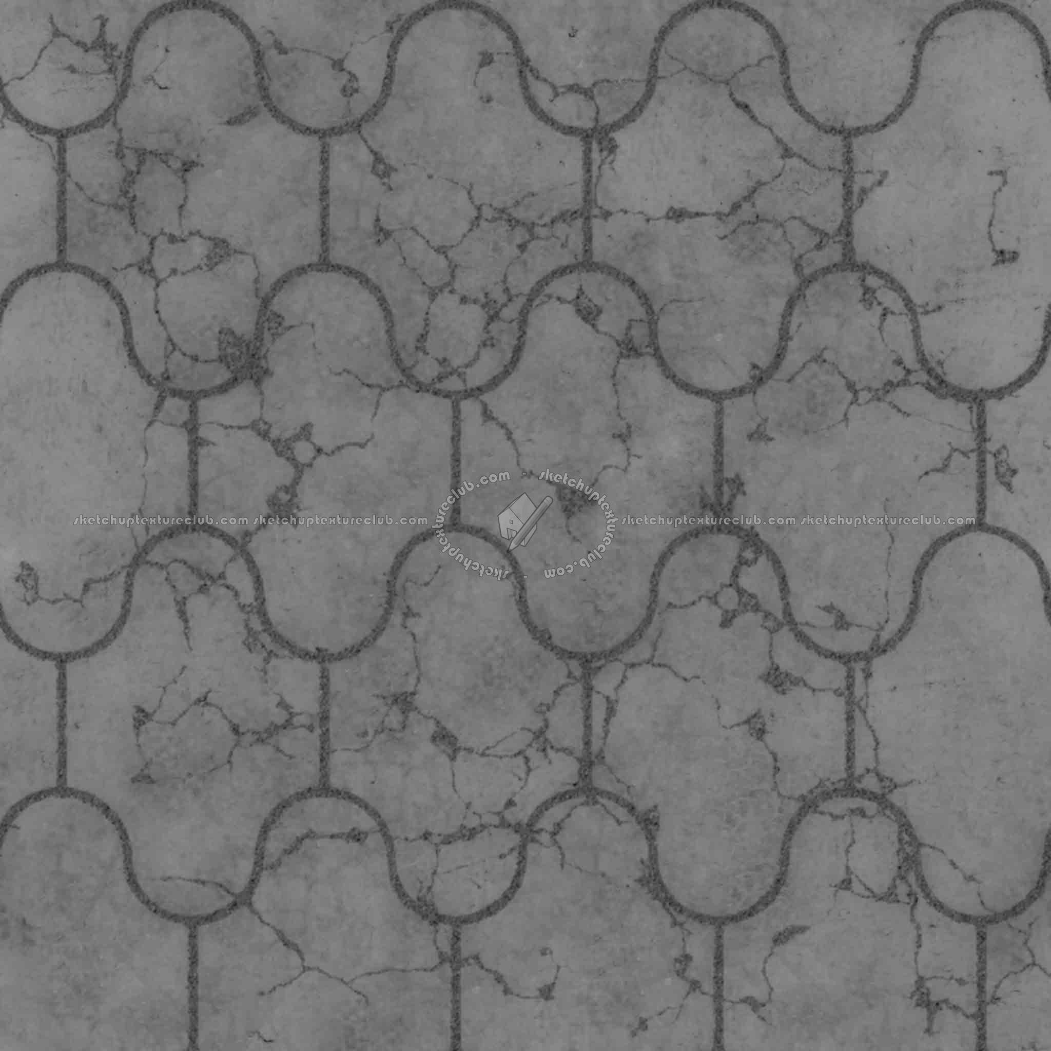 Textures   -   ARCHITECTURE   -   PAVING OUTDOOR   -   Concrete   -   Blocks damaged  - Concrete paving outdoor damaged texture seamless 05548 - Displacement