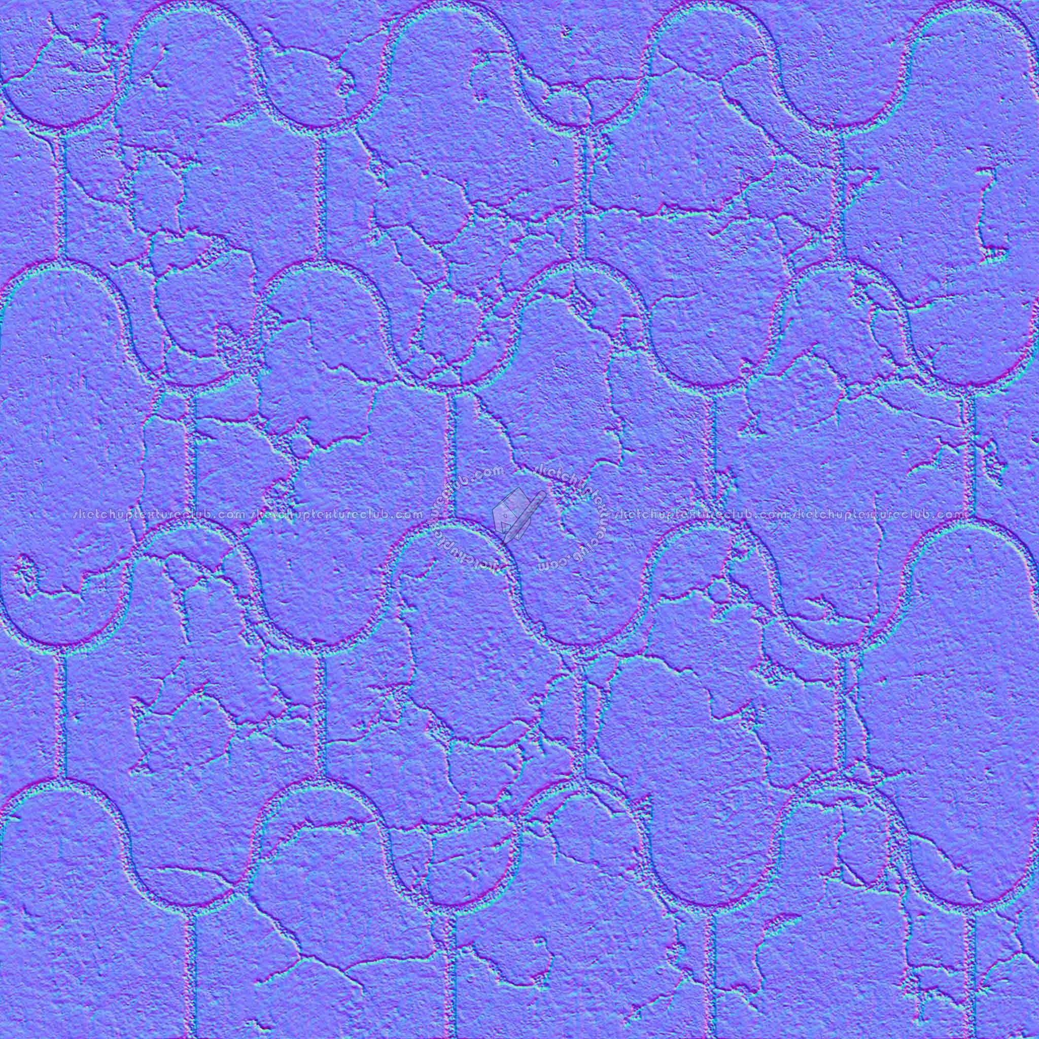 Textures   -   ARCHITECTURE   -   PAVING OUTDOOR   -   Concrete   -   Blocks damaged  - Concrete paving outdoor damaged texture seamless 05548 - Normal