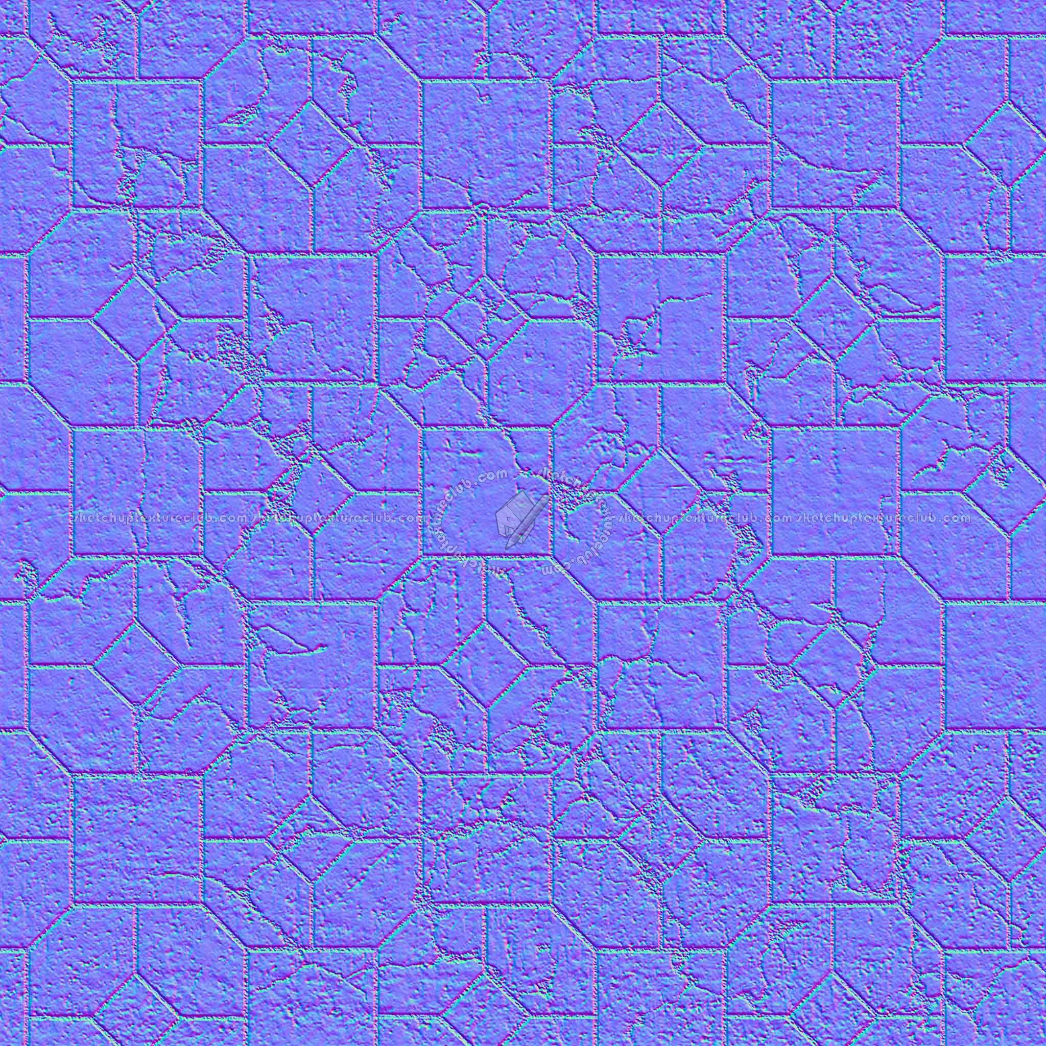 Textures   -   ARCHITECTURE   -   PAVING OUTDOOR   -   Concrete   -   Blocks damaged  - Concrete paving outdoor damaged texture seamless 05549 - Normal