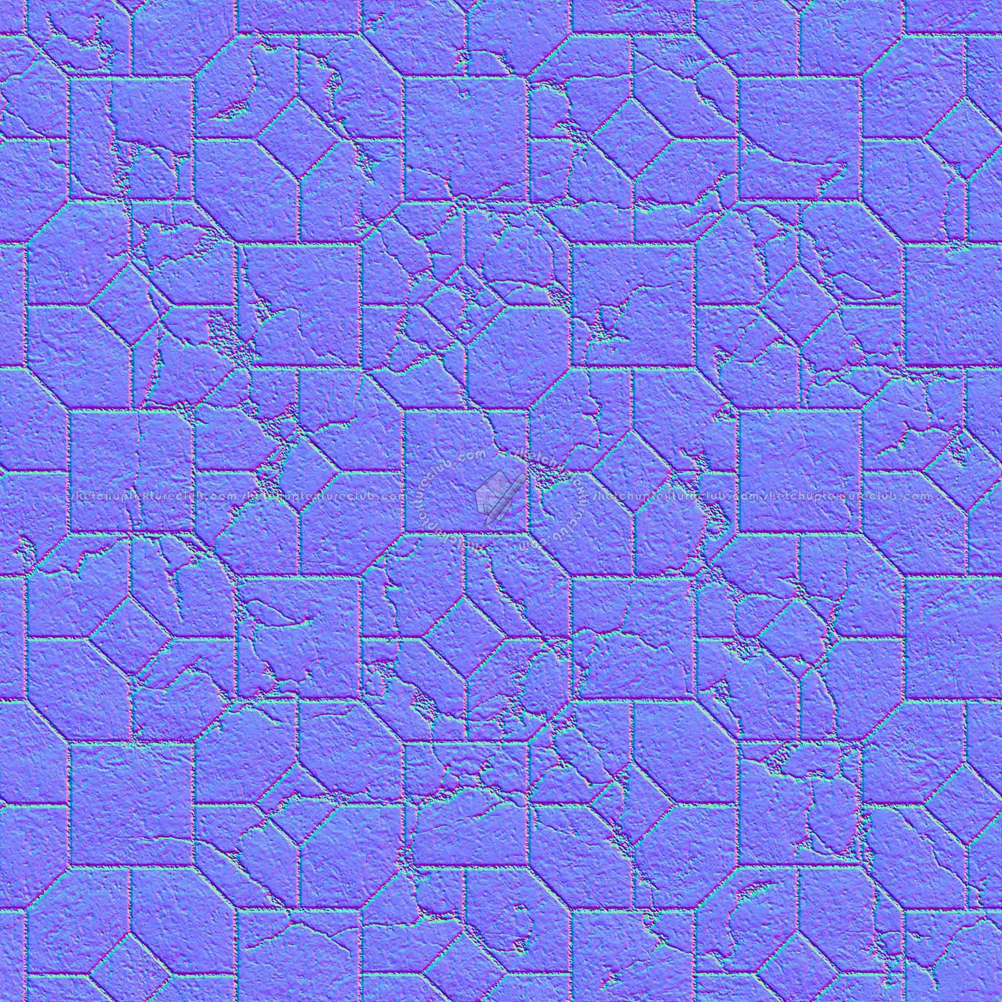 Textures   -   ARCHITECTURE   -   PAVING OUTDOOR   -   Concrete   -   Blocks damaged  - Concrete paving outdoor damaged texture seamless 05550 - Normal