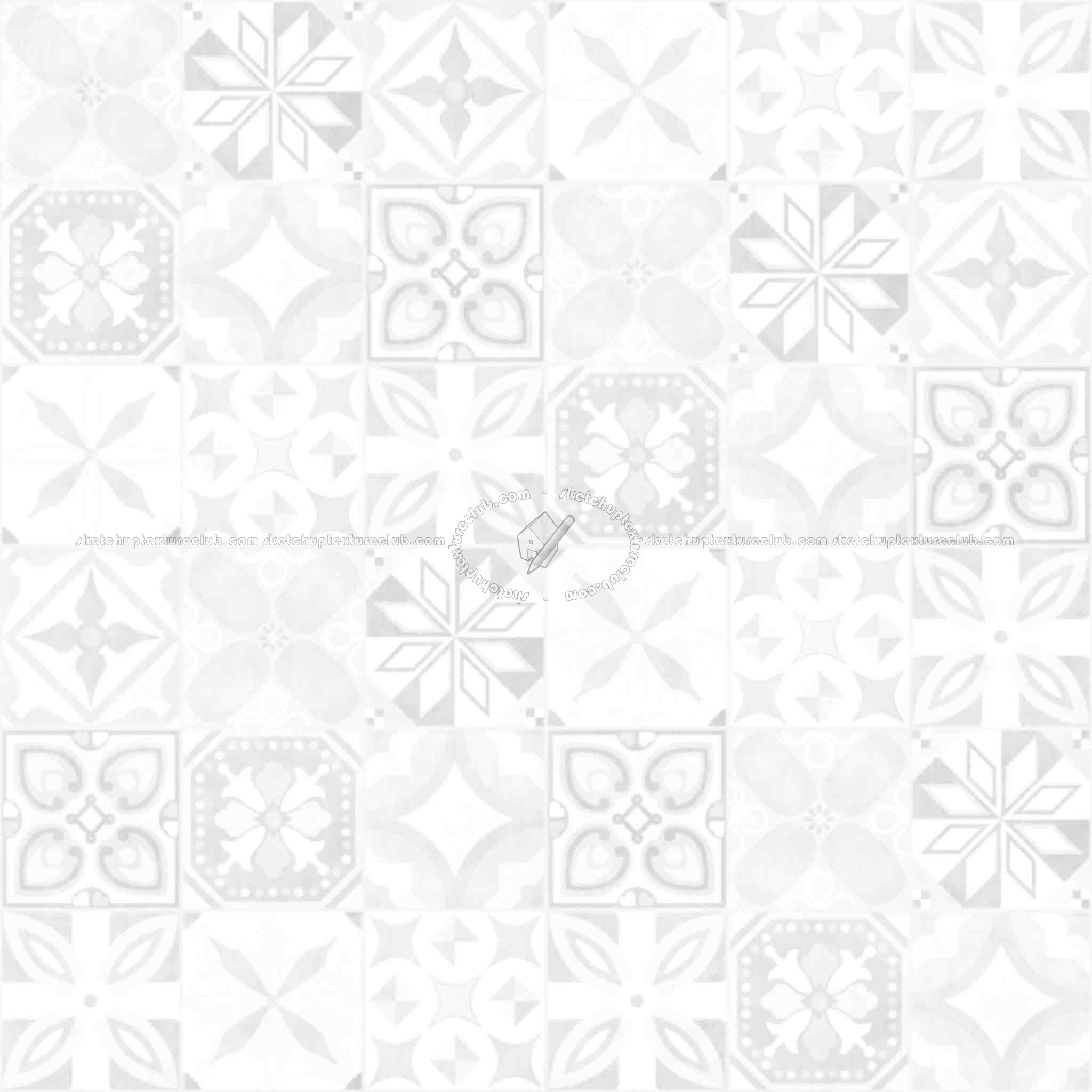 Textures - ARCHITECTURE - TILES INTERIOR - Ornate tiles - Patchwork - Gres patchwork tiles PBR texture seamless 21936 - Ambient occlusion