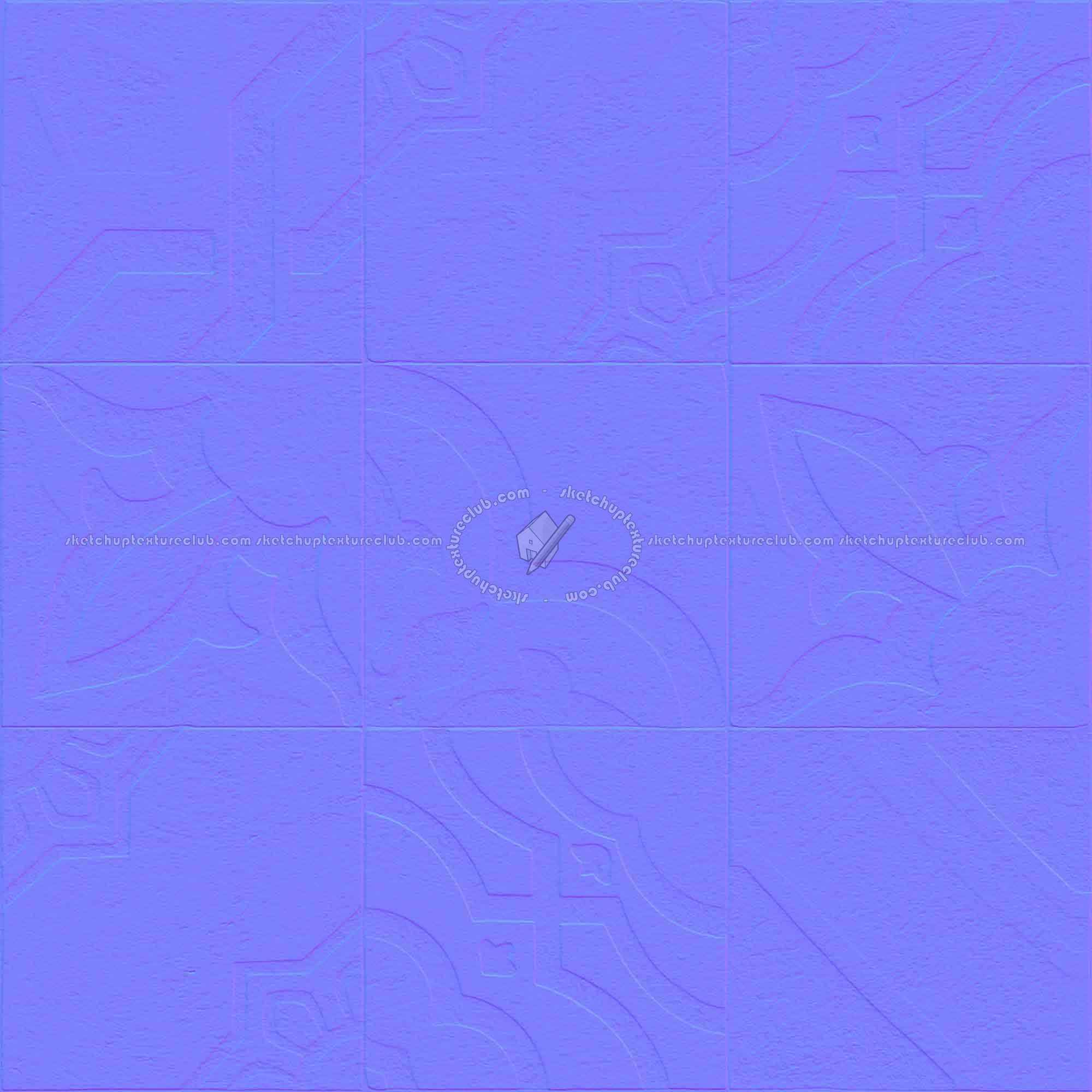 Textures   -   ARCHITECTURE   -   TILES INTERIOR   -   Ornate tiles   -   Patchwork  - Cement patchwork tiles PBR texture seamless 22067 - Normal