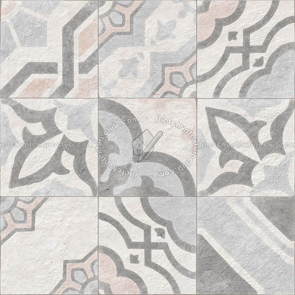 Textures   -   ARCHITECTURE   -   TILES INTERIOR   -   Ornate tiles   -   Patchwork  - Cement patchwork tiles PBR texture seamless 22067 (seamless)